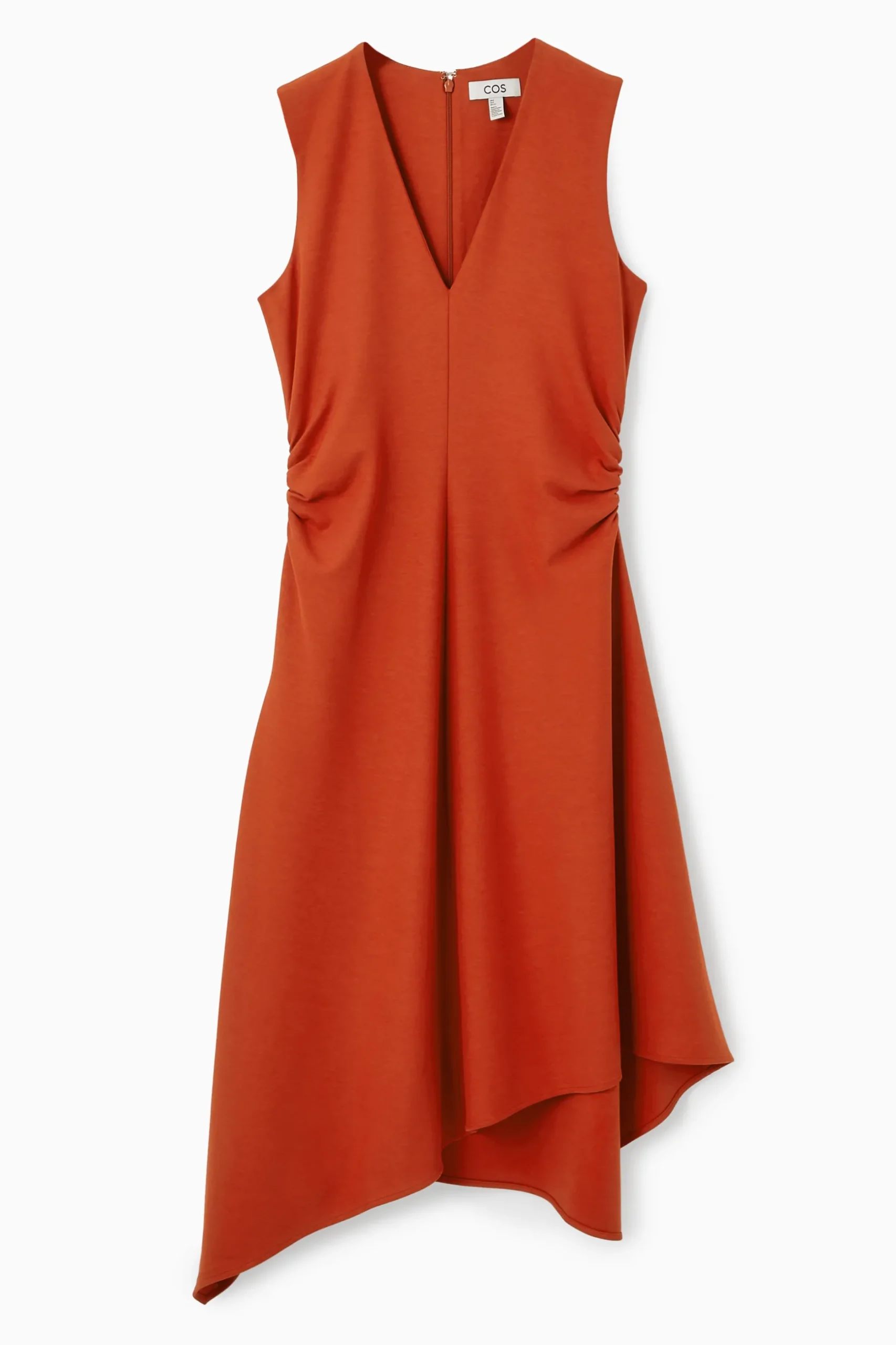 Fashion COS ASYMETRYCZNA SUKIENKA MIDI ZEBRANA W TALII