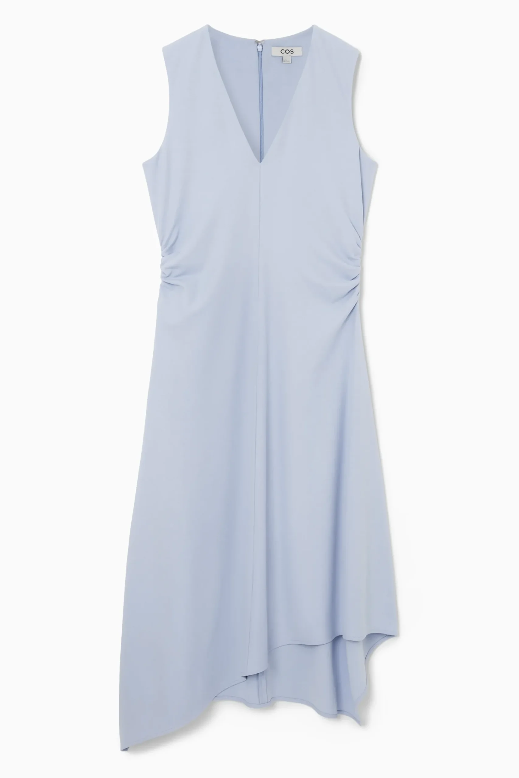 Fashion COS ASYMETRYCZNA SUKIENKA MIDI ZEBRANA W TALII