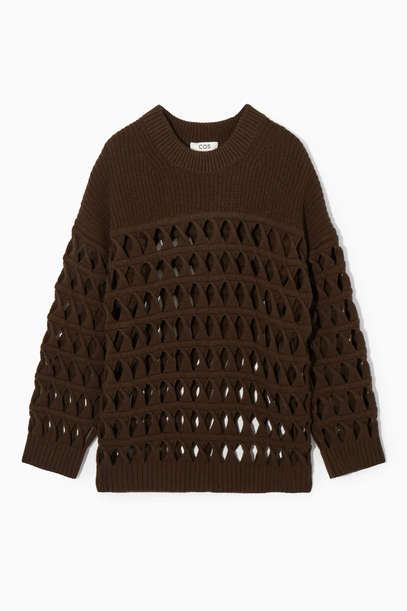 Fashion COS AŻUROWY SWETER Z MIESZANKI Z WEŁNĄ