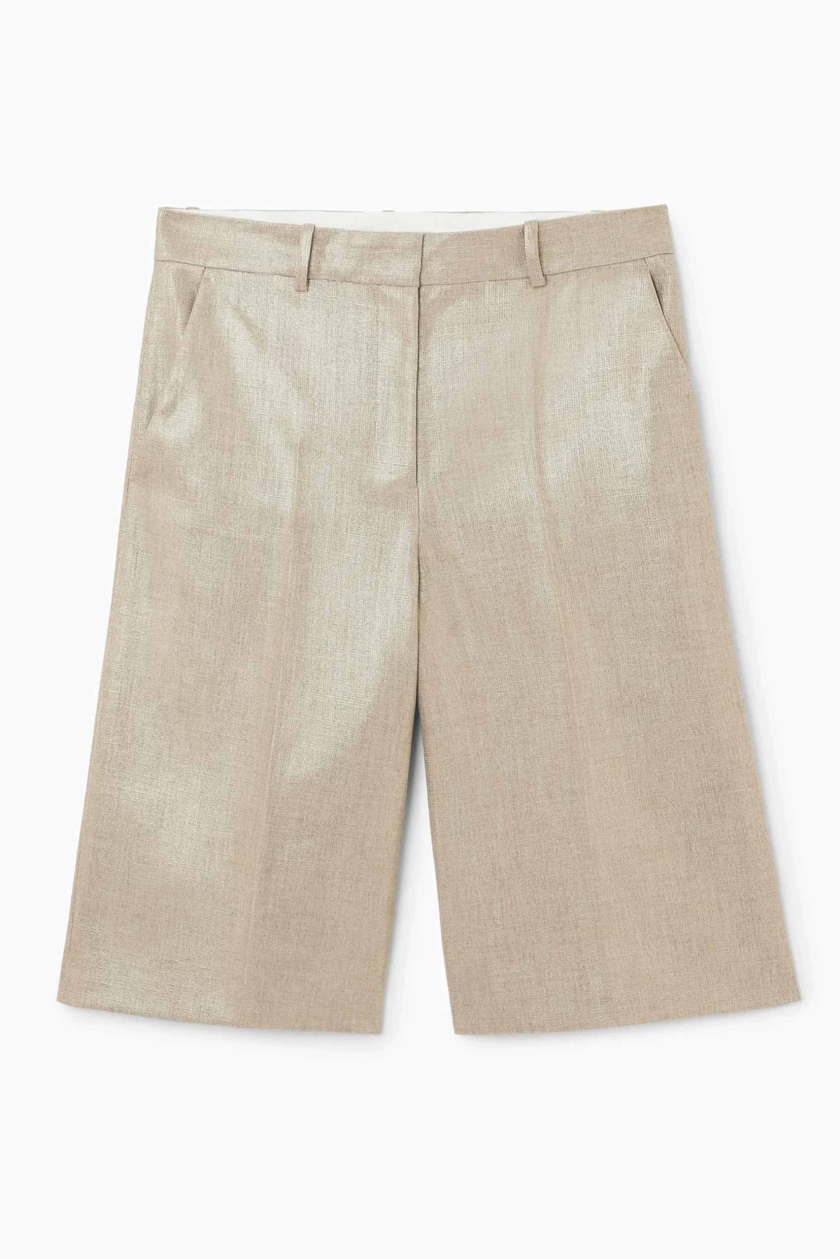 Fashion COS BERMUDY Z METALICZNEGO MATERIAŁU HOPSACK
