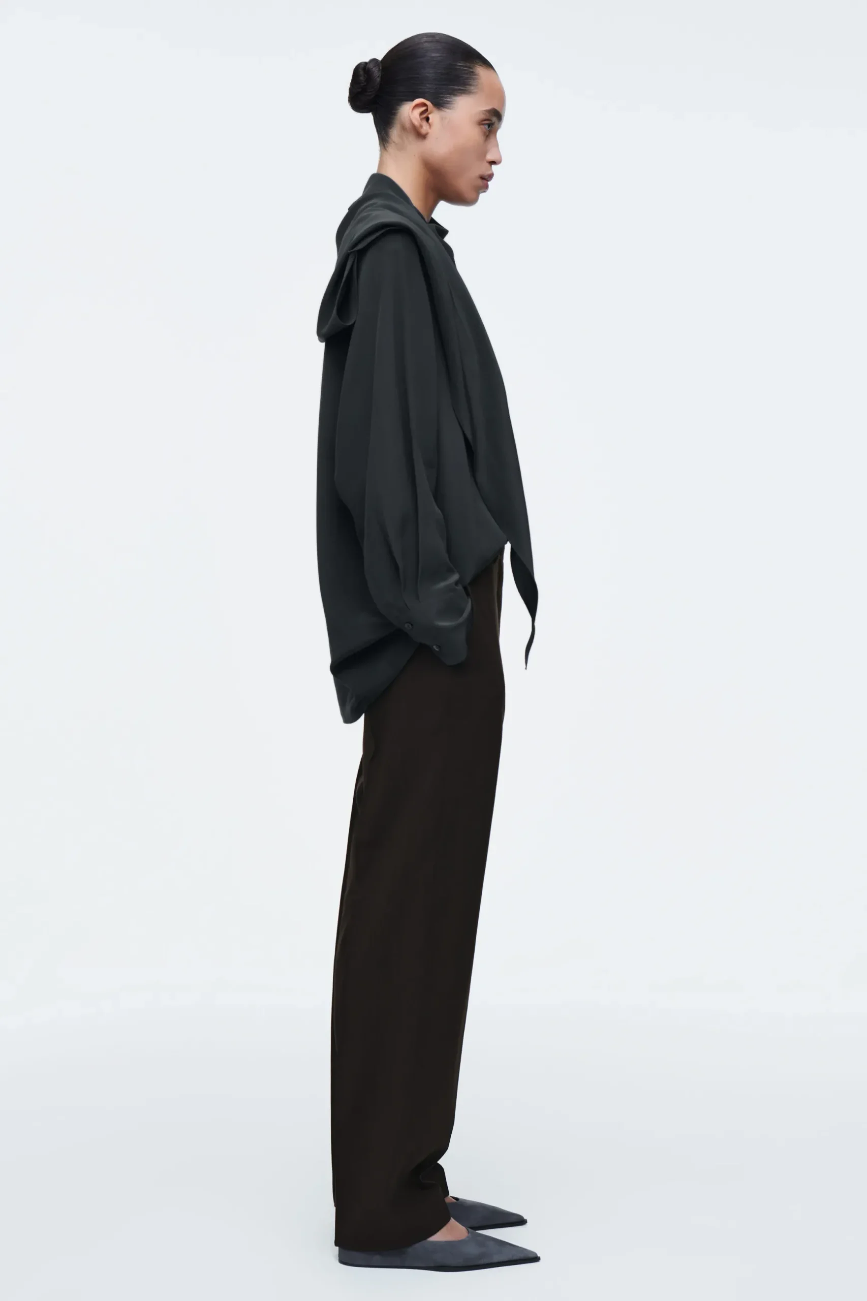 Fashion COS JEDWABNA KOSZULA Z SZALOWYM KOŁNIERZEM