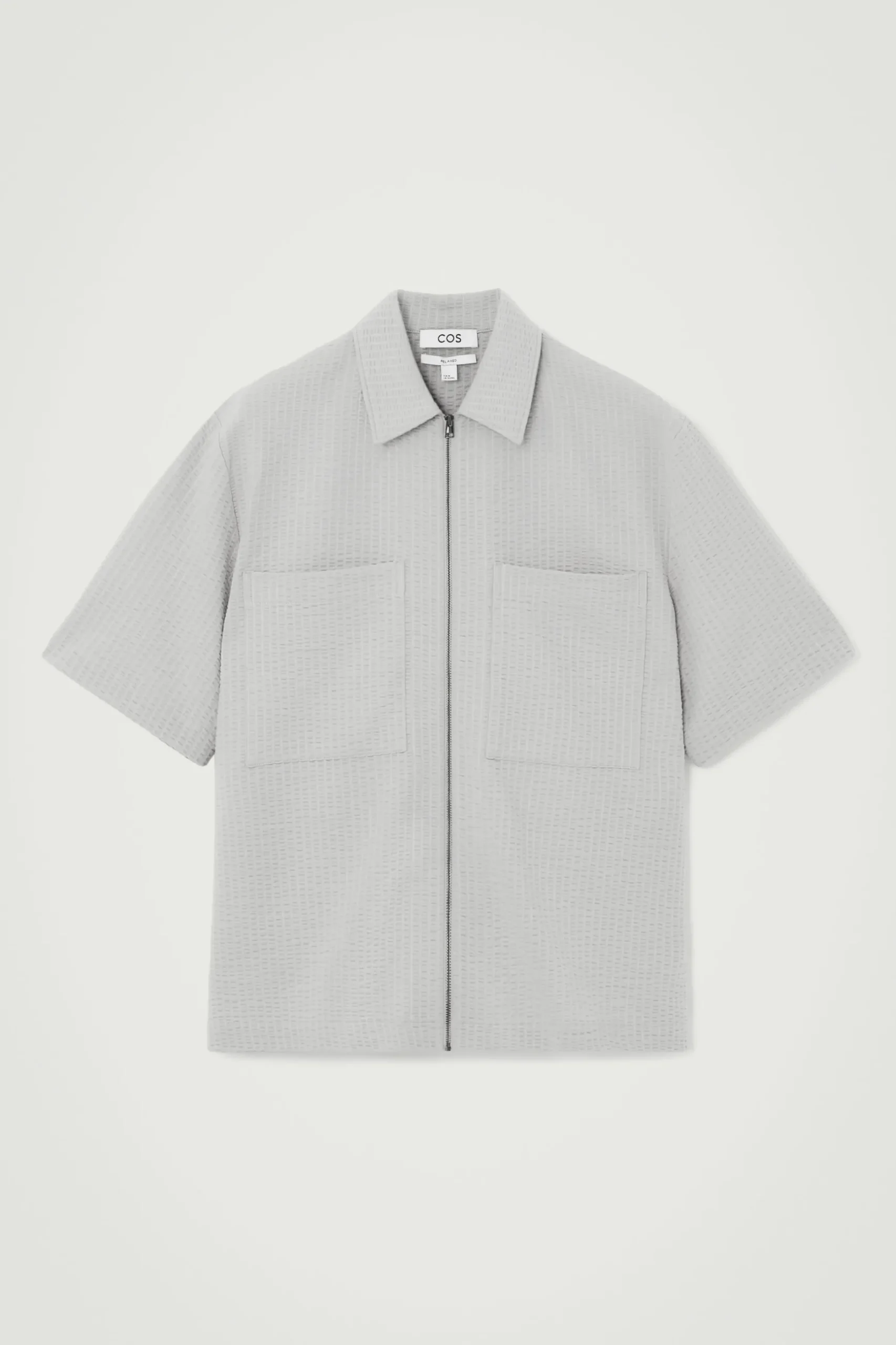 New COS KOSZULA Z BAWEŁNY SEERSUCKER – RELAXED FIT