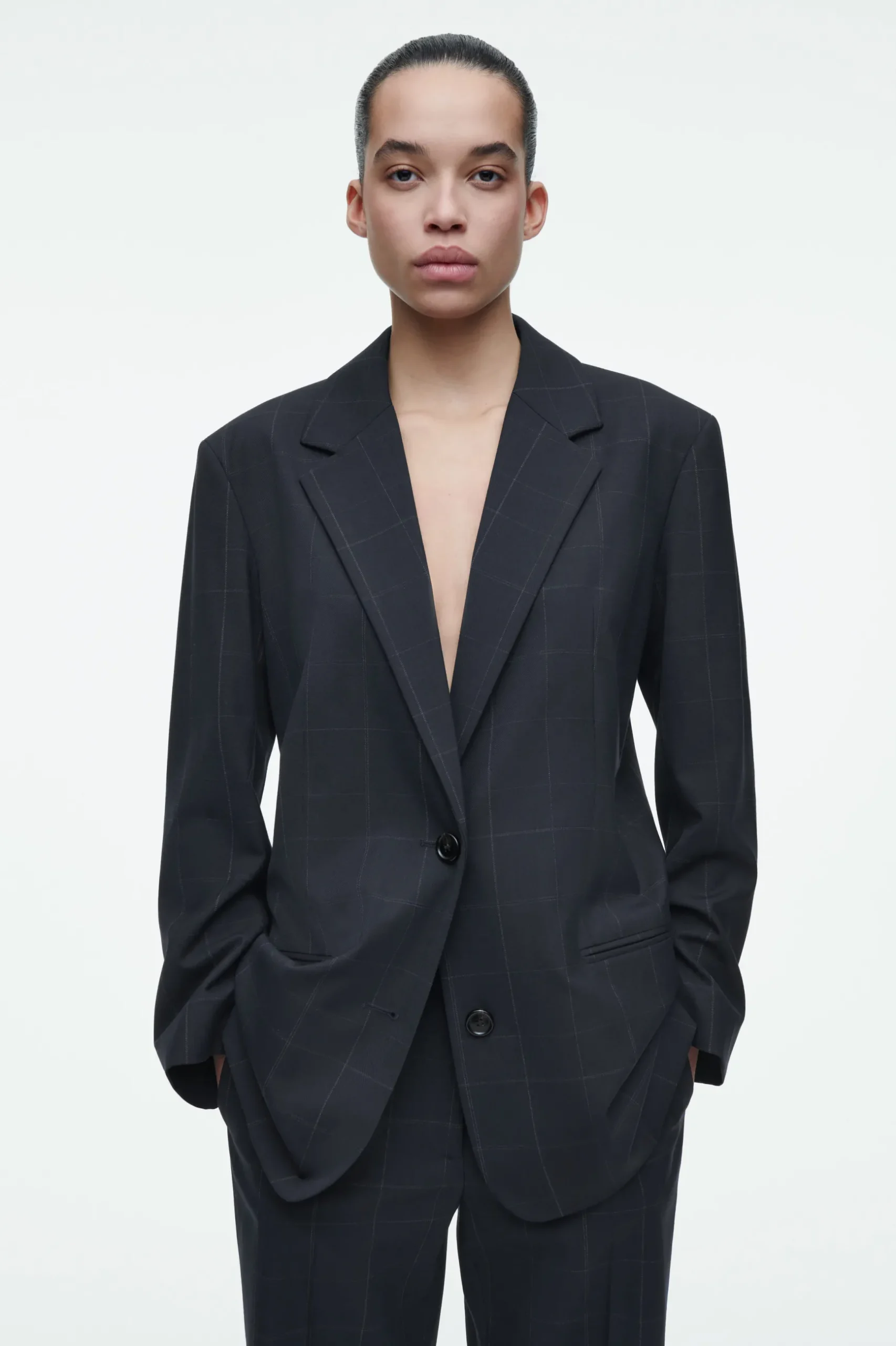 Online COS MARYNARKA OVERSIZE W KRATĘ
