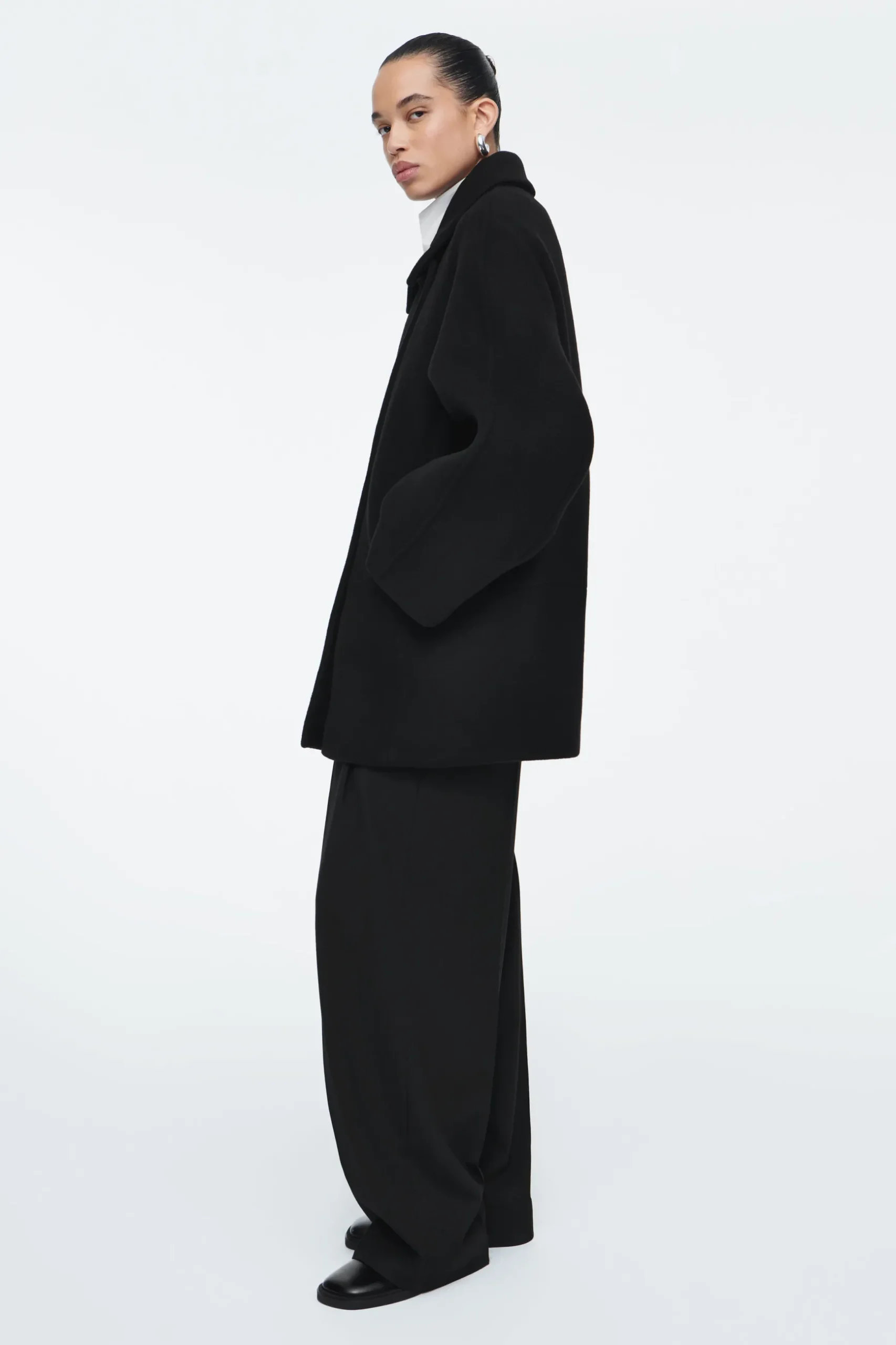 Fashion COS OVERSIZE'OWA WEŁNIANA DWURZĘDOWA KURTKA MARYNARSKA
