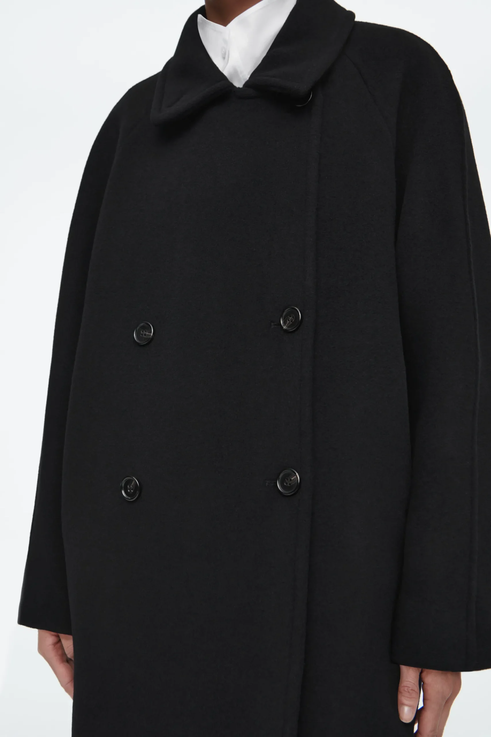 Fashion COS OVERSIZE'OWA WEŁNIANA DWURZĘDOWA KURTKA MARYNARSKA