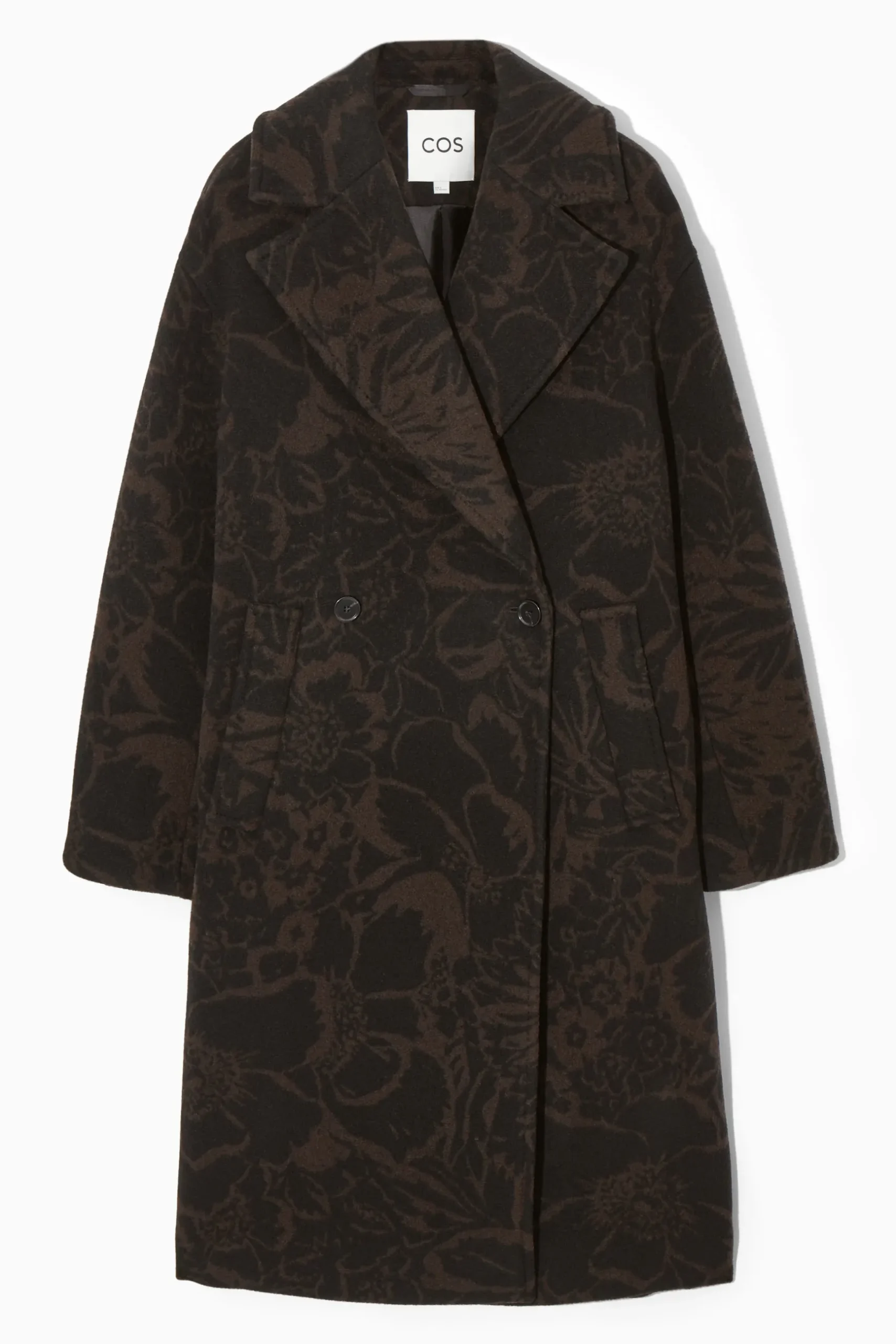 Fashion COS OVERSIZE'OWY DWURZĘDOWY PŁASZCZ W KWIATOWY WZÓR