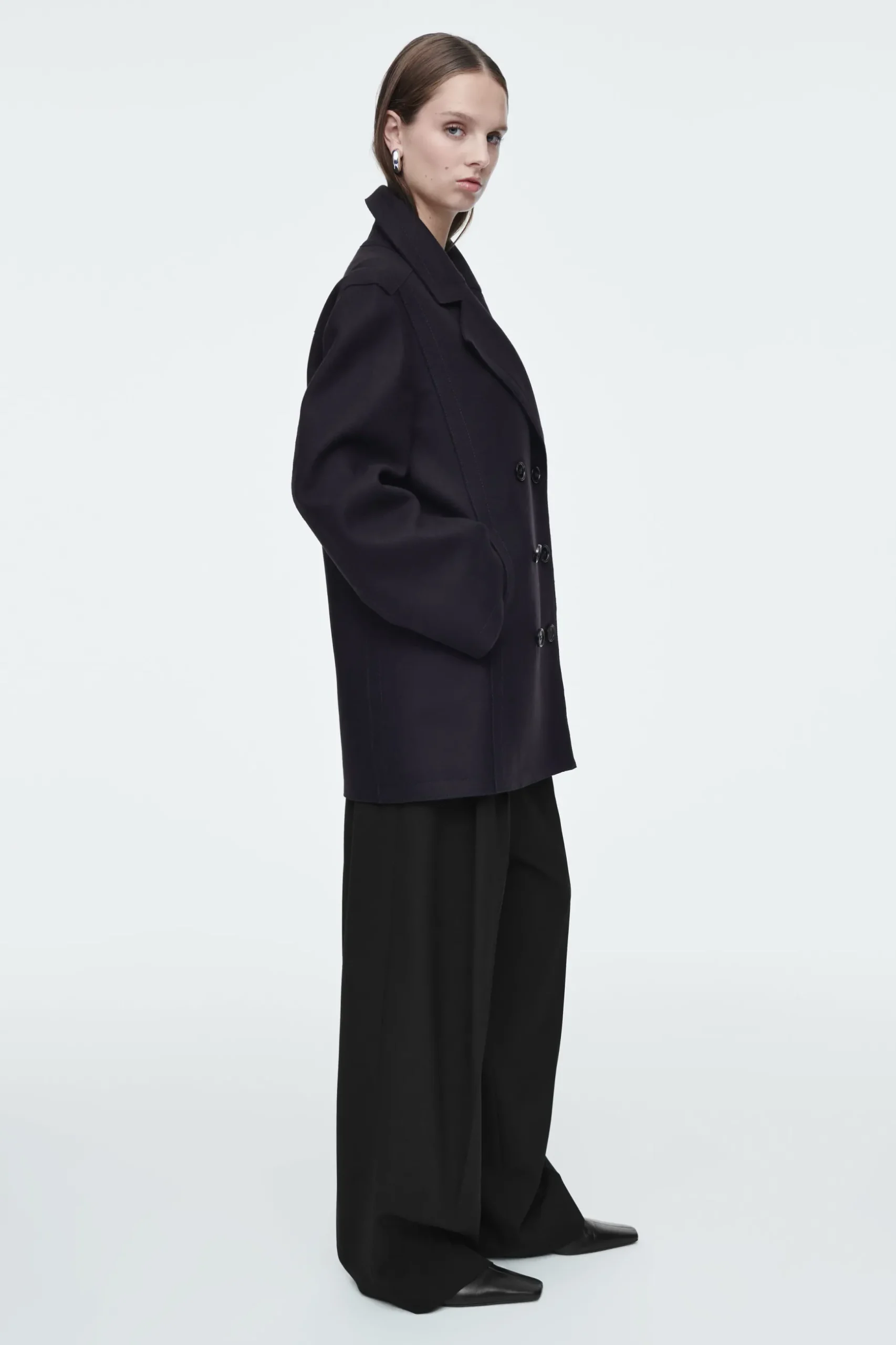 Fashion COS PŁASZCZ MARYNARSKI Z WEŁNĄ – RELAXED FIT