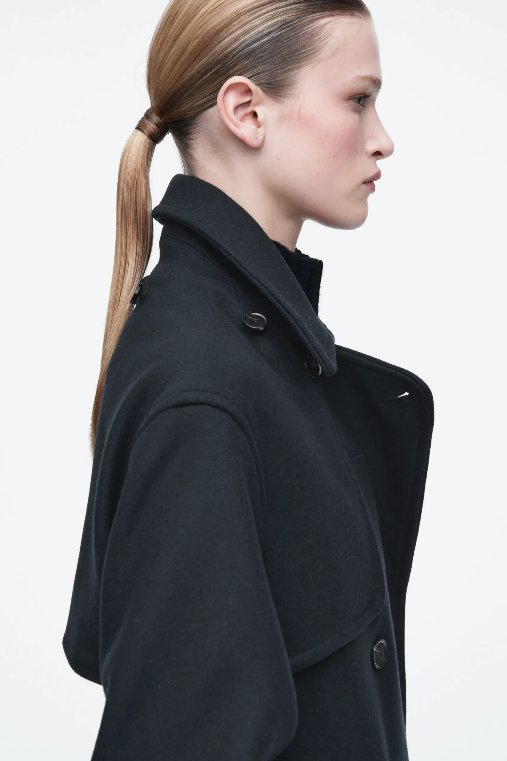 Fashion COS PŁASZCZ Z MOLTONU Z WEŁNĄ Z KAPTUREM