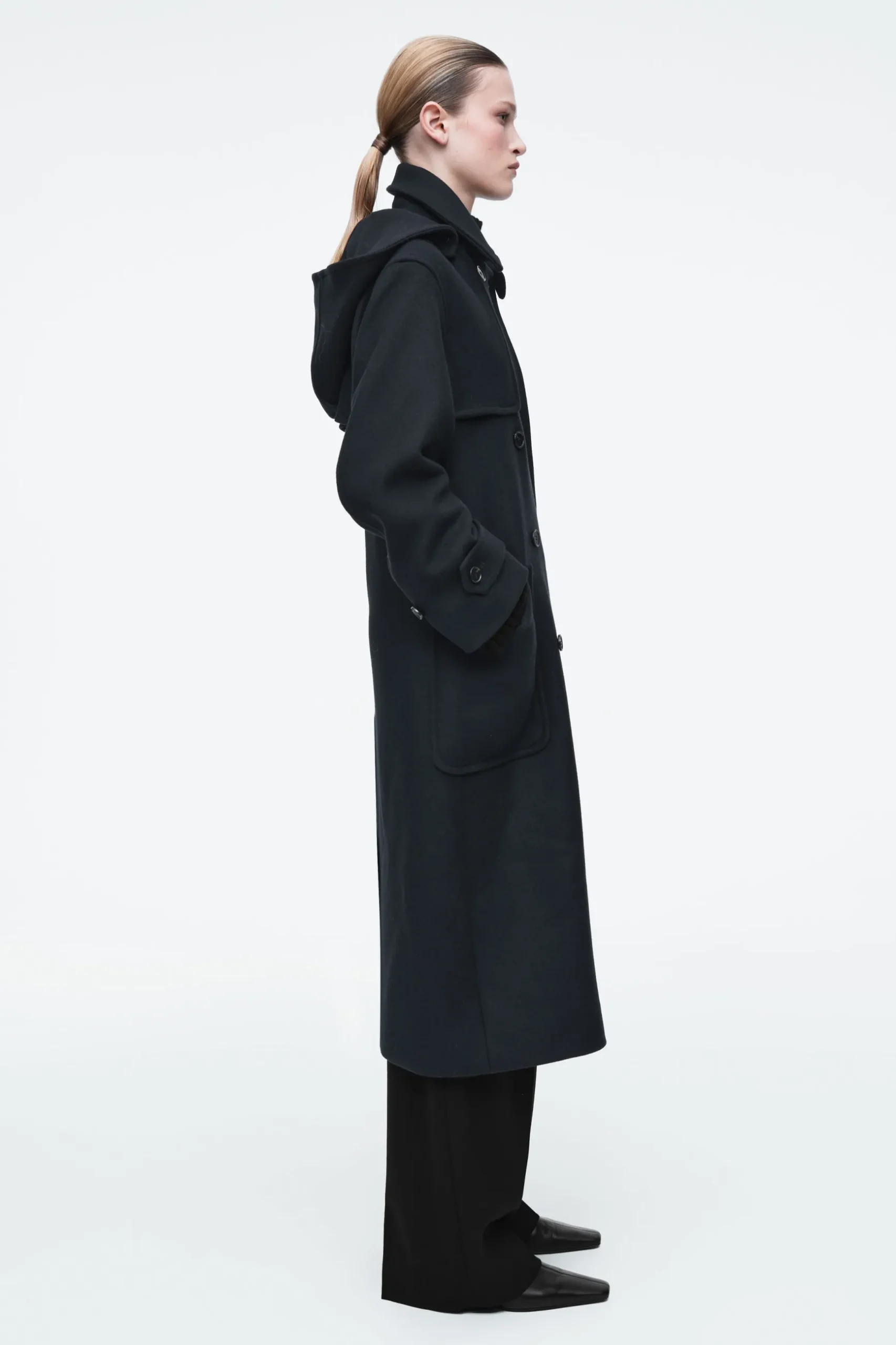 Fashion COS PŁASZCZ Z MOLTONU Z WEŁNĄ Z KAPTUREM