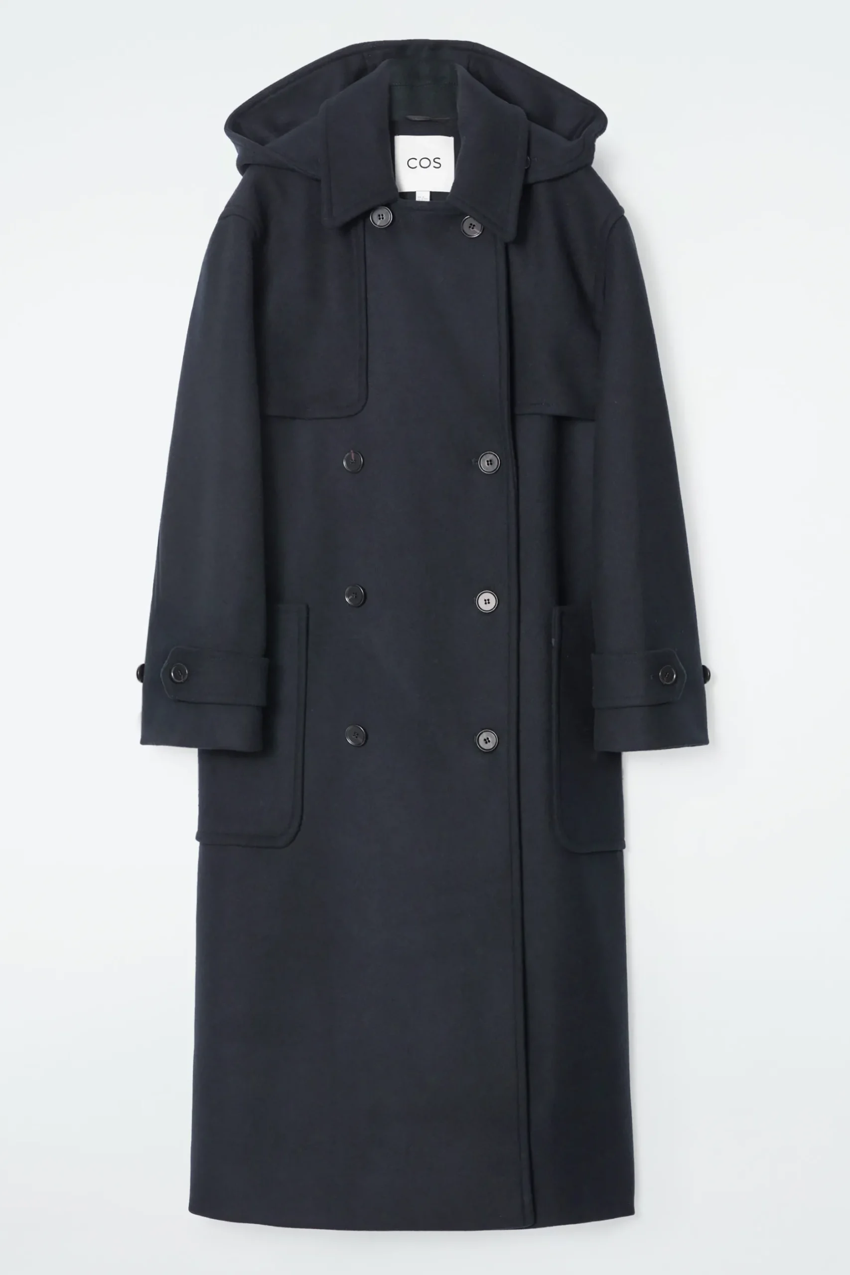 Fashion COS PŁASZCZ Z MOLTONU Z WEŁNĄ Z KAPTUREM