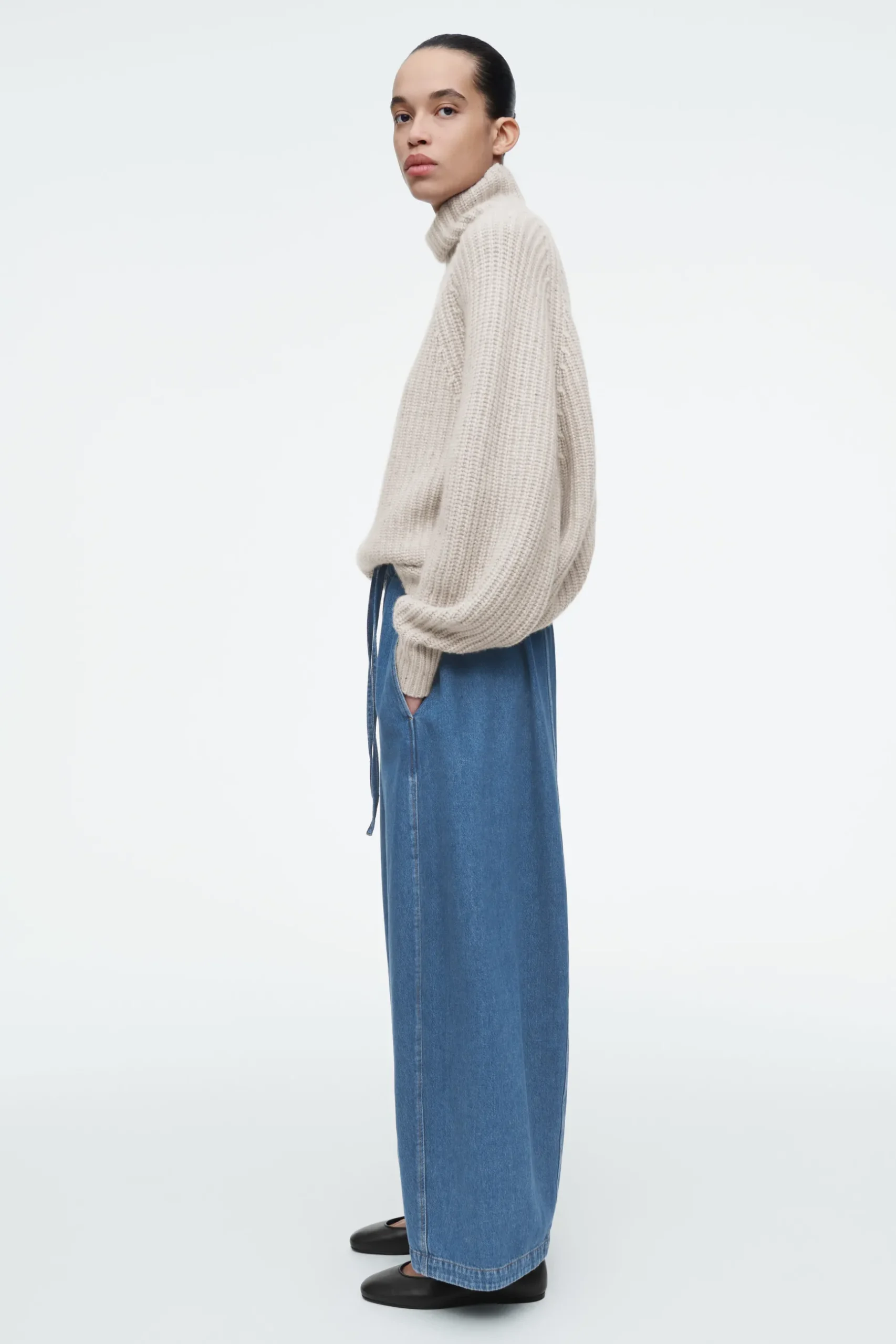 Hot COS REGULOWANE W PASIE SPODNIE JEANSOWE TYPU BARREL