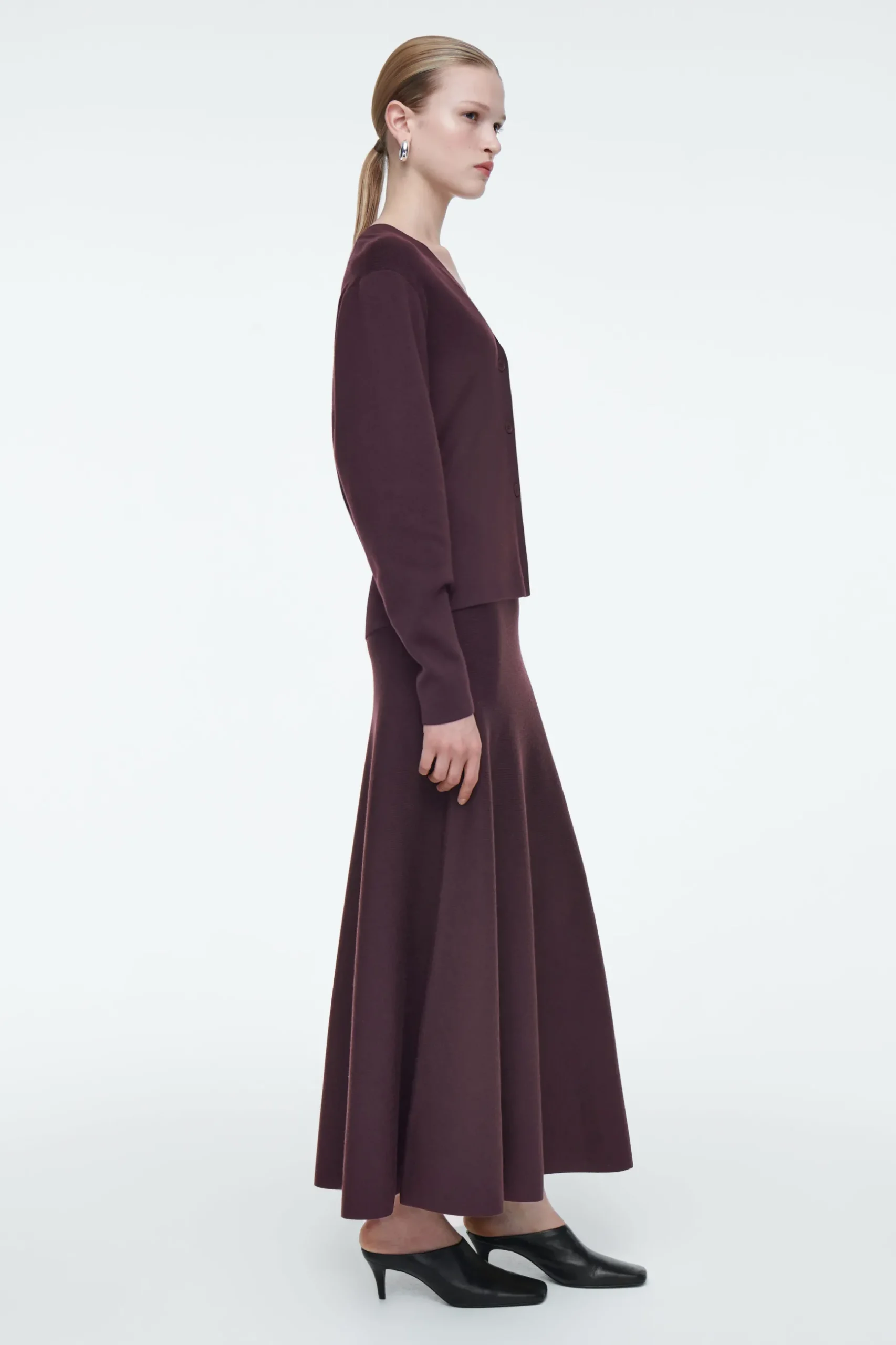 Fashion COS ROZSZERZANA SPÓDNICA MAXI Z MIESZANKI Z WEŁNĄ