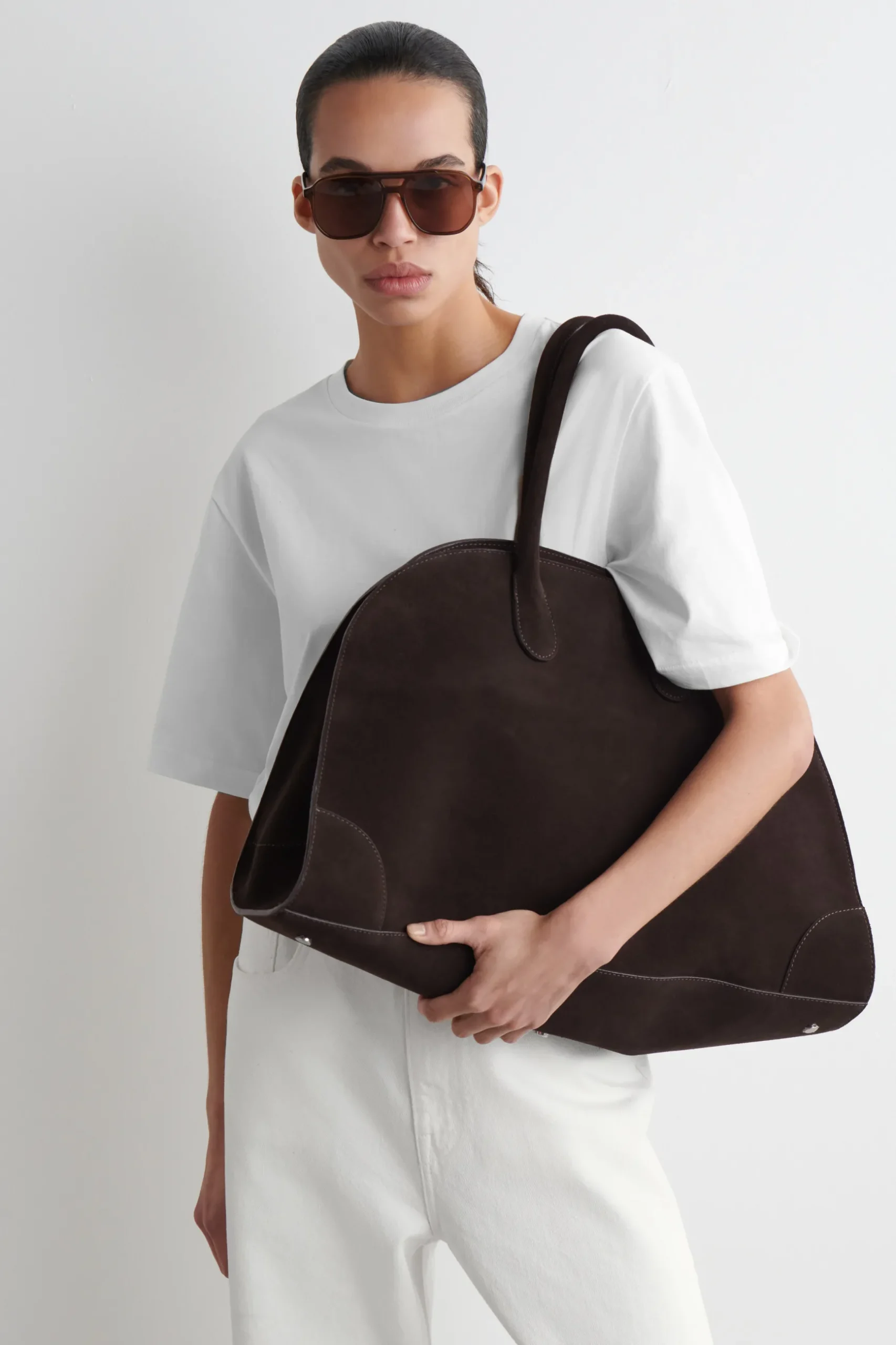 Hot COS SKÓRZANA TORBA STUDIO TYPU BOWLING BAG Ciemnobrązowyzamsz