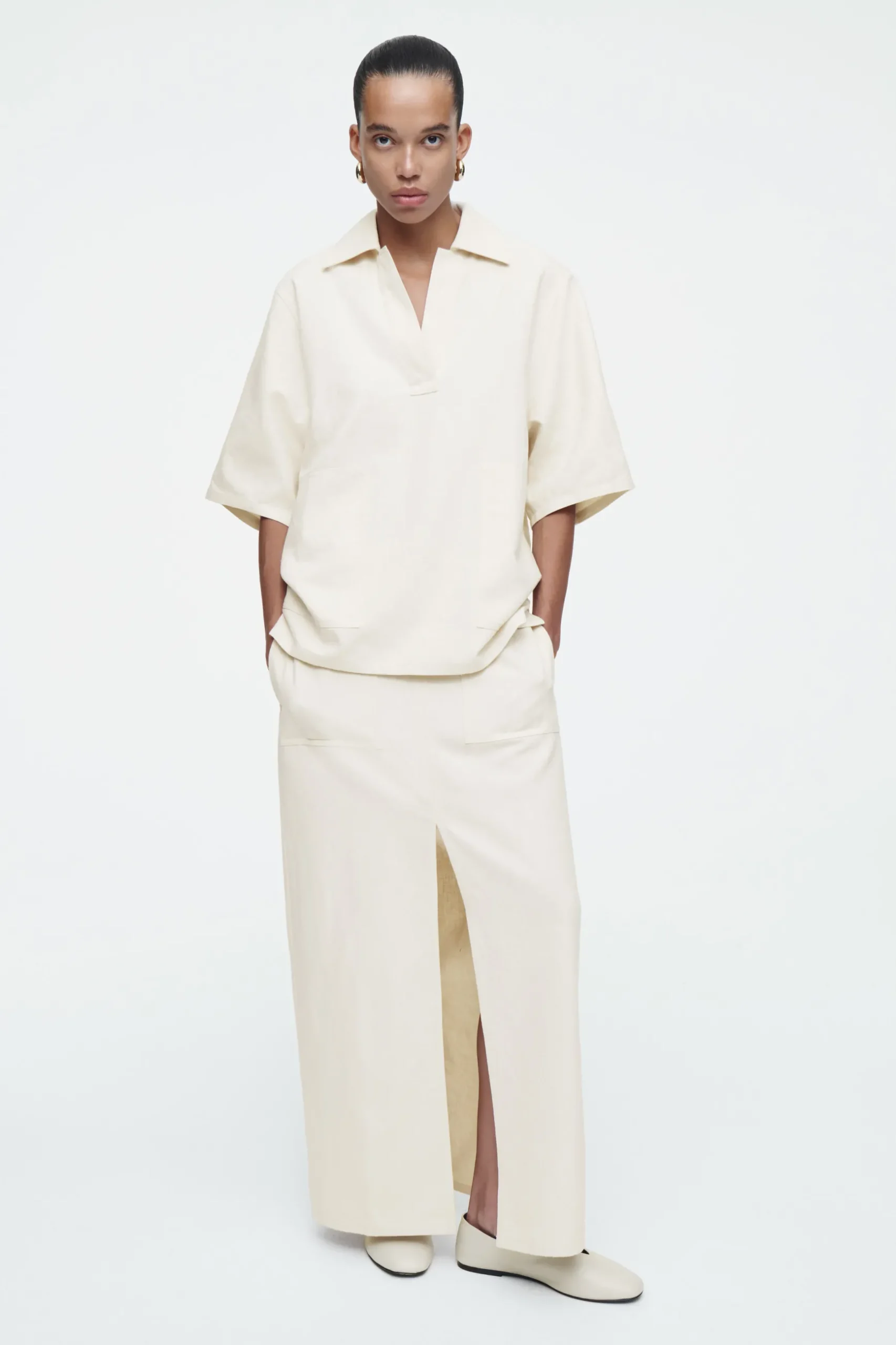 New COS SPÓDNICA MAXI Z DIAGONALU Z LNEM W STYLU UTILITY