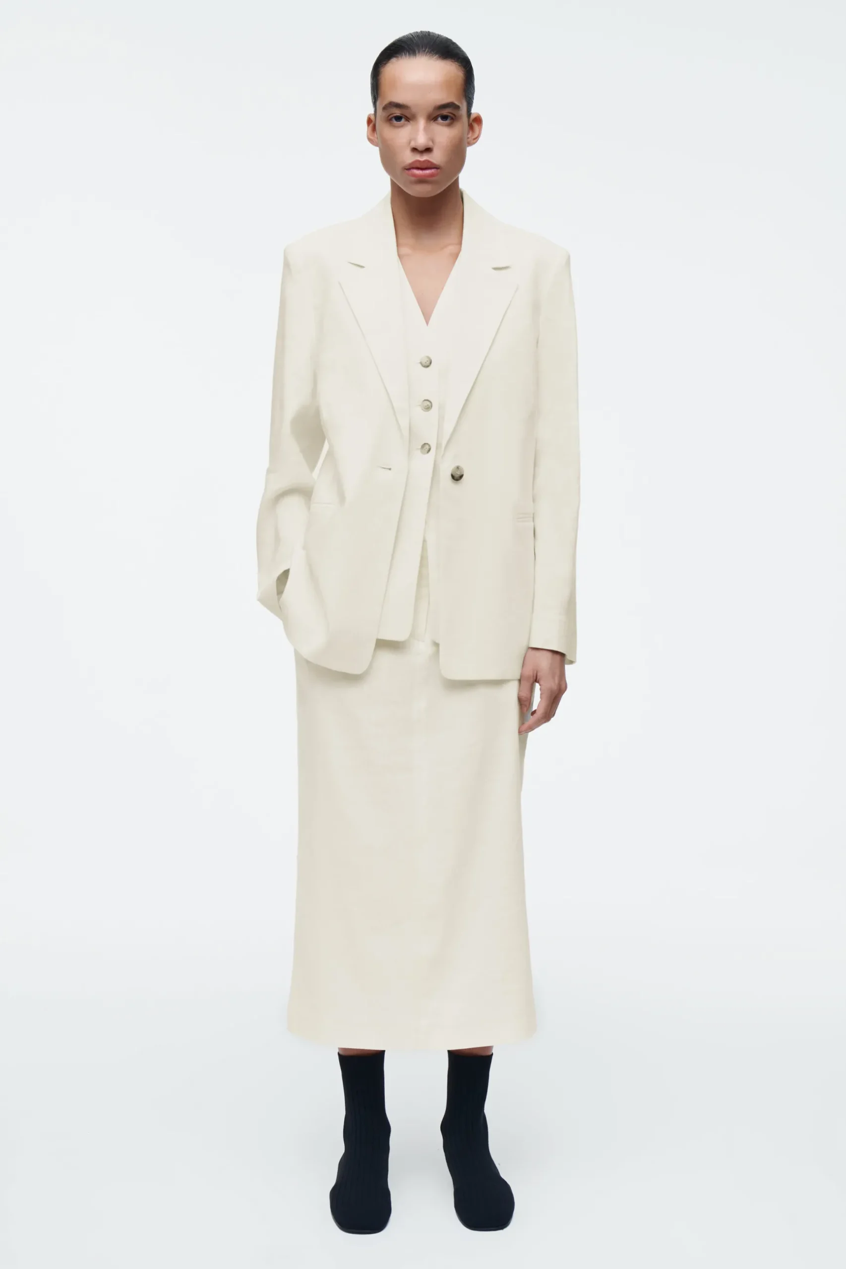 Fashion COS SPÓDNICA OŁÓWKOWA Z LNEM