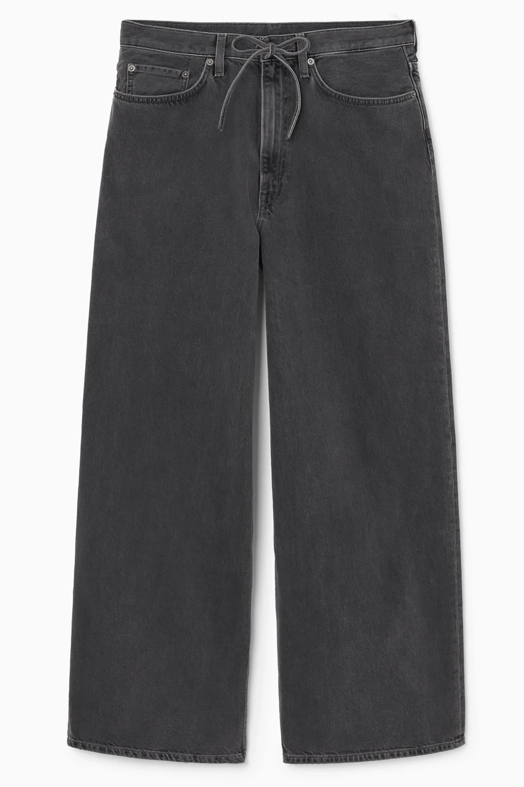 Fashion COS SZEROKIE SPODNIE JEANSOWE Z TROCZKIEM