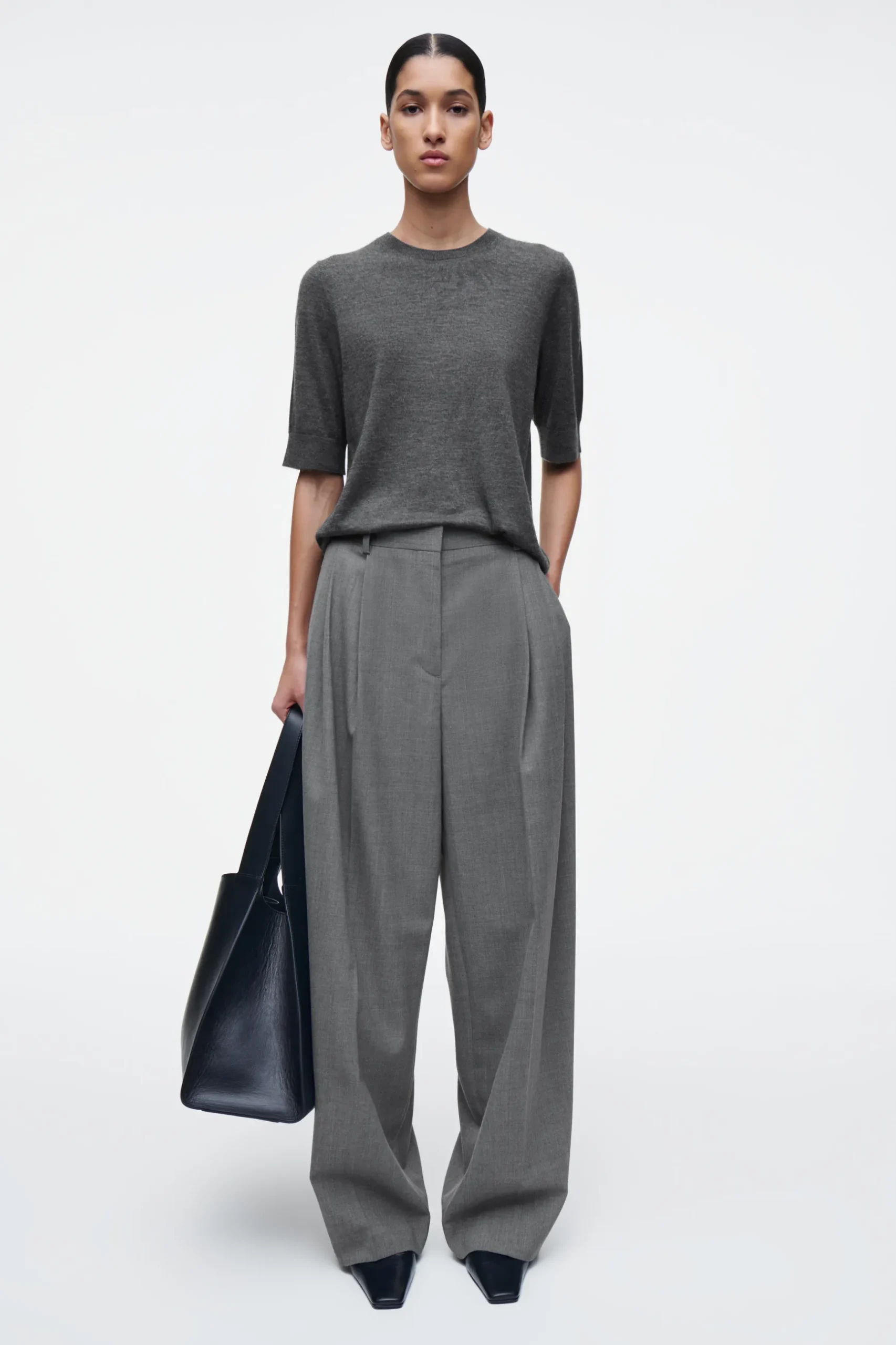Hot COS SZEROKIE SPODNIE Z DIAGONALU – RELAXED FIT