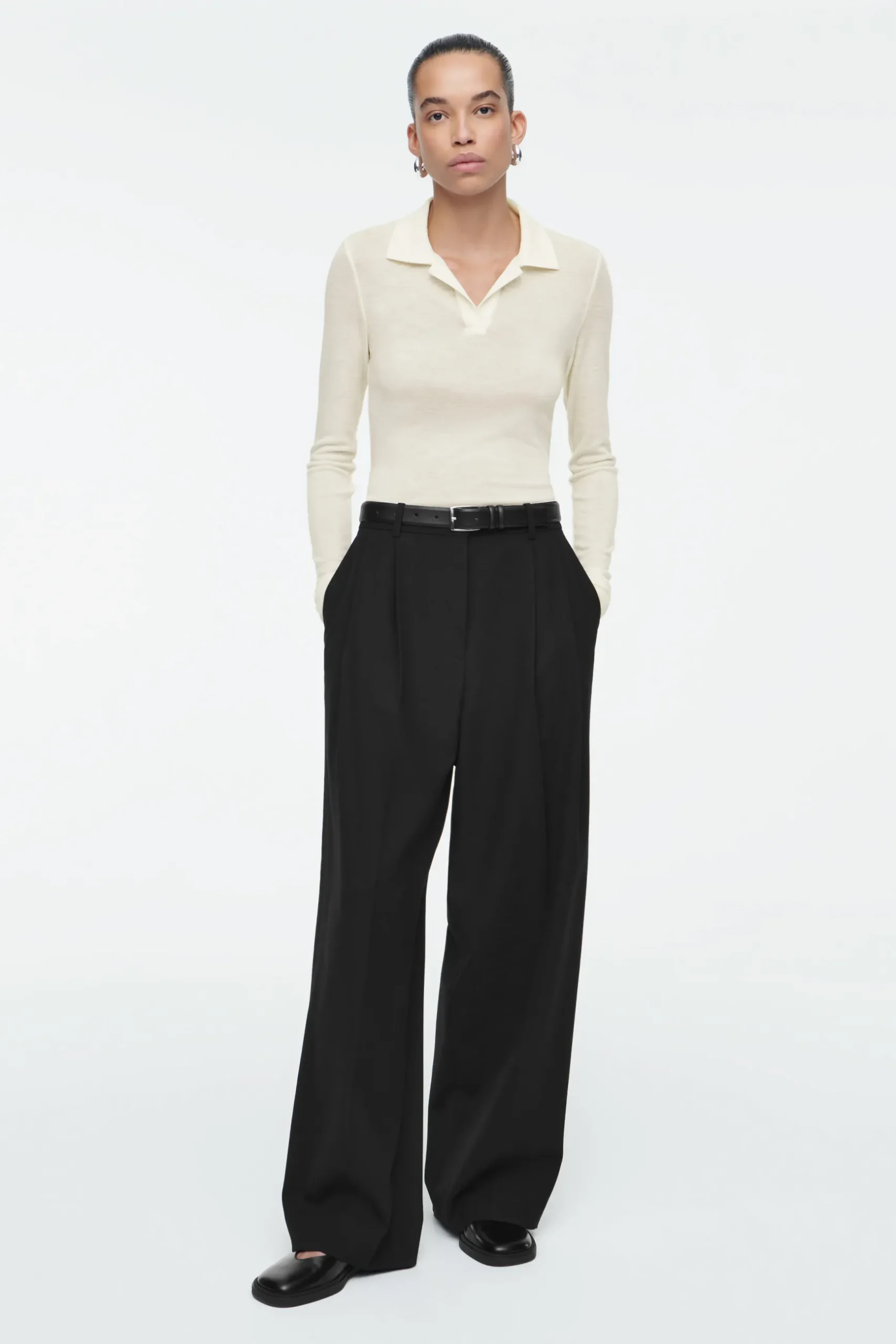 Best COS SZEROKIE SPODNIE Z DIAGONALU – RELAXED FIT