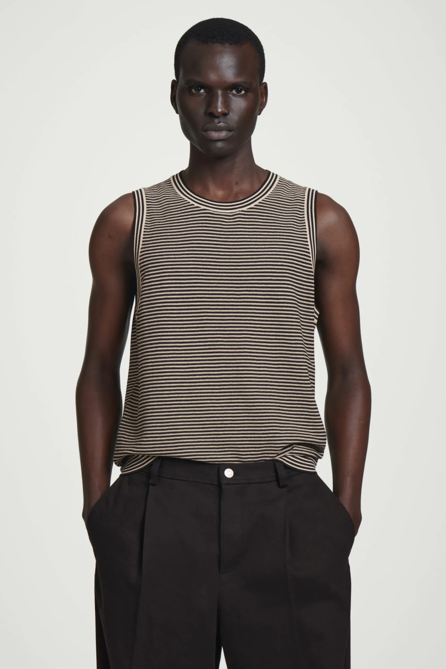 Sale COS TEXTUREDKNIT STRIPED COTTON TANK TOP