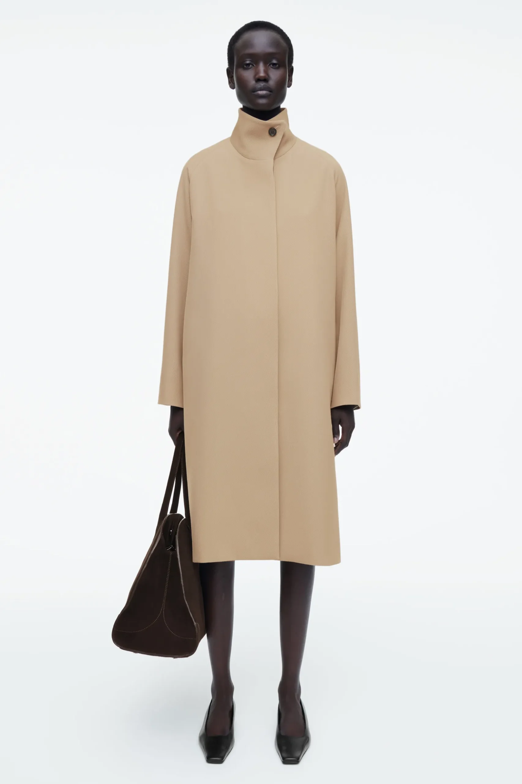 Fashion COS TRAPEZOWY PŁASZCZ Z MIESZANKI Z WEŁNĄ