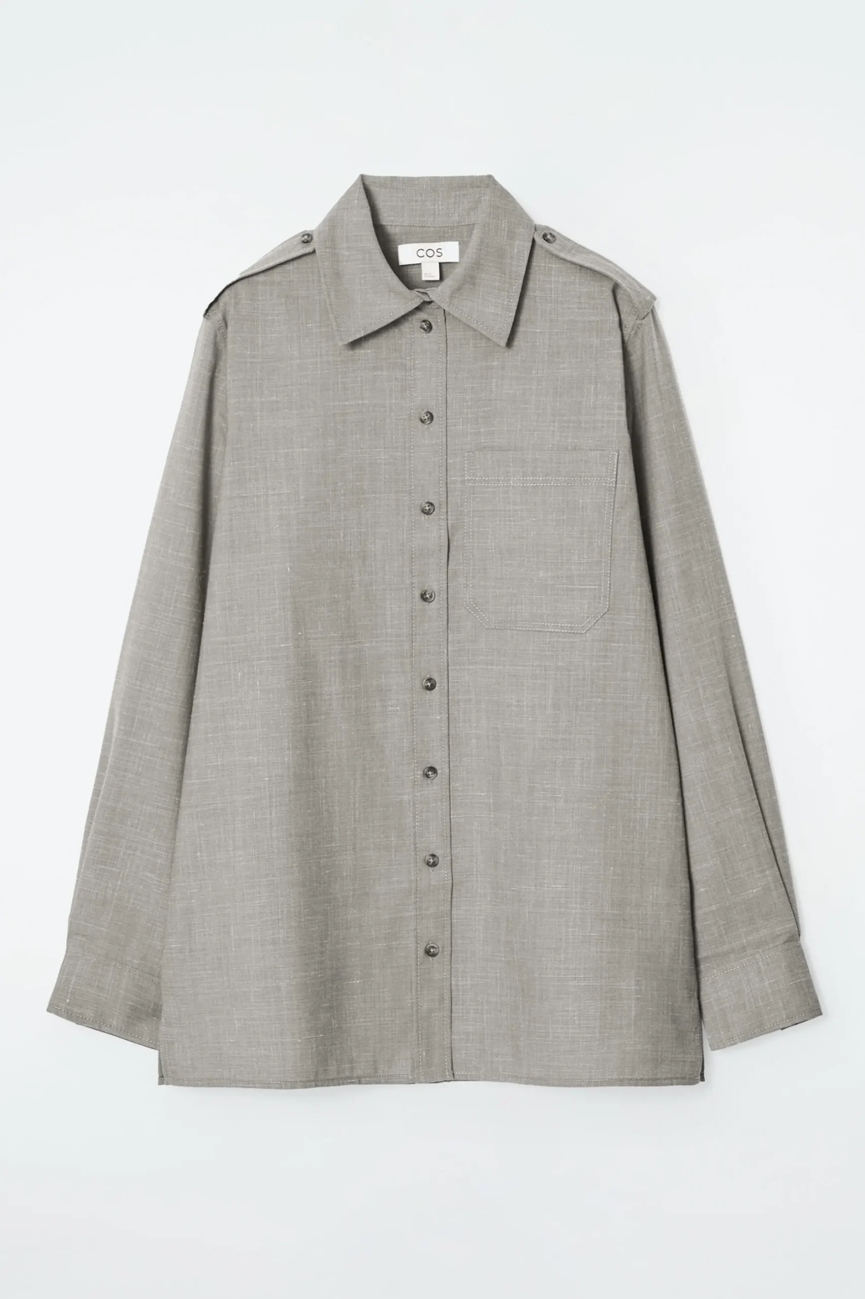 Fashion COS WEŁNIANA KOSZULA Z PAGONAMI – REGULAR FIT