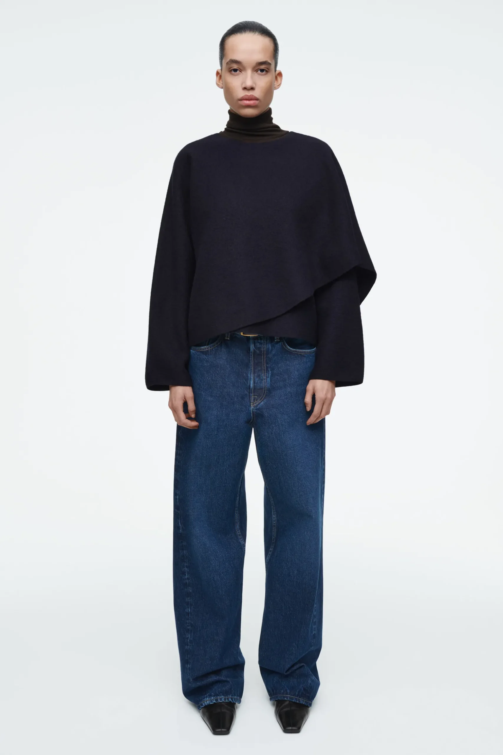 Fashion COS WEŁNIANA PELERYNA Z SZALEM