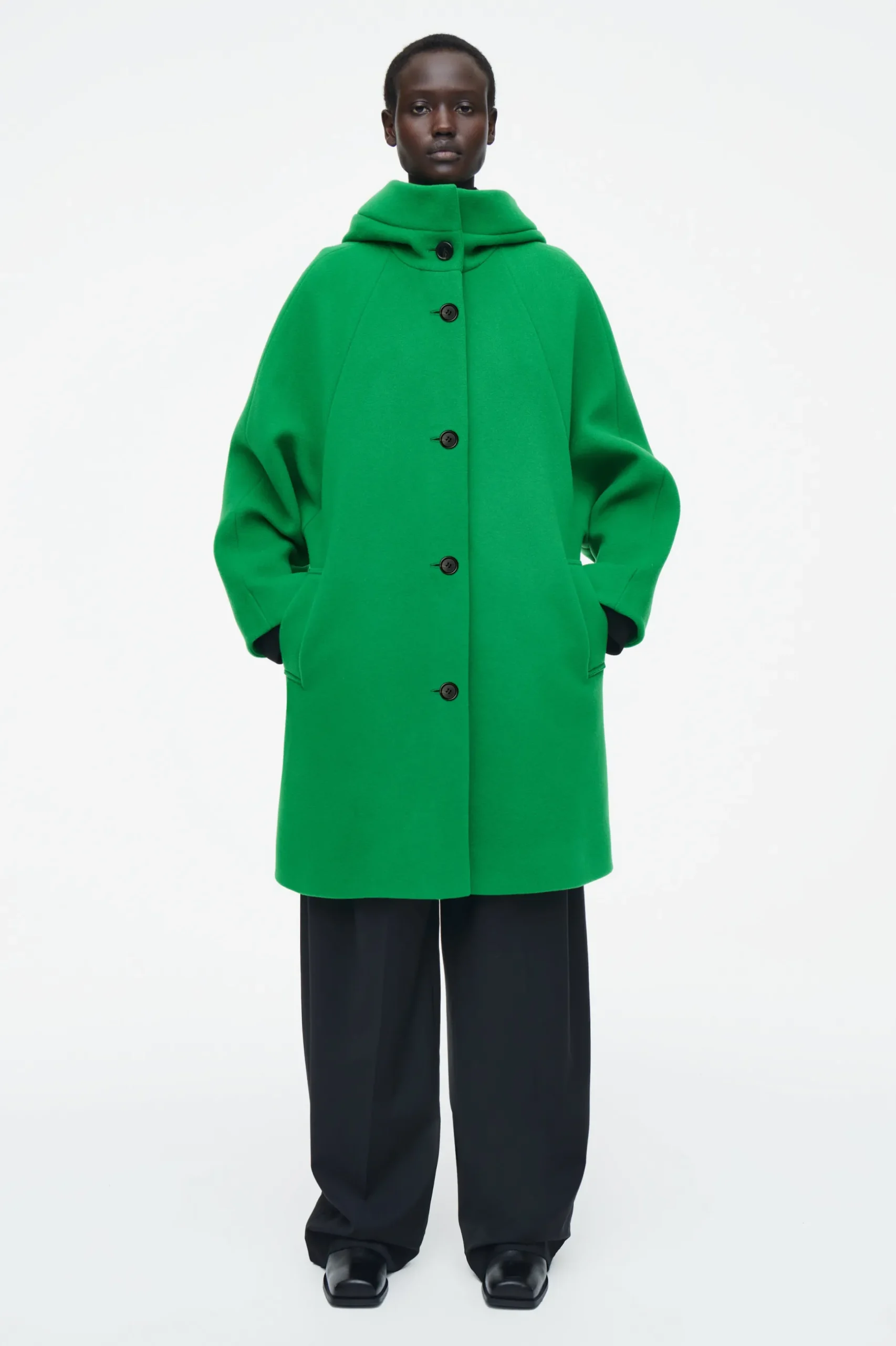 Sale COS WEŁNIANY PŁASZCZ Z KAPTUREM – OVERSIZED FIT