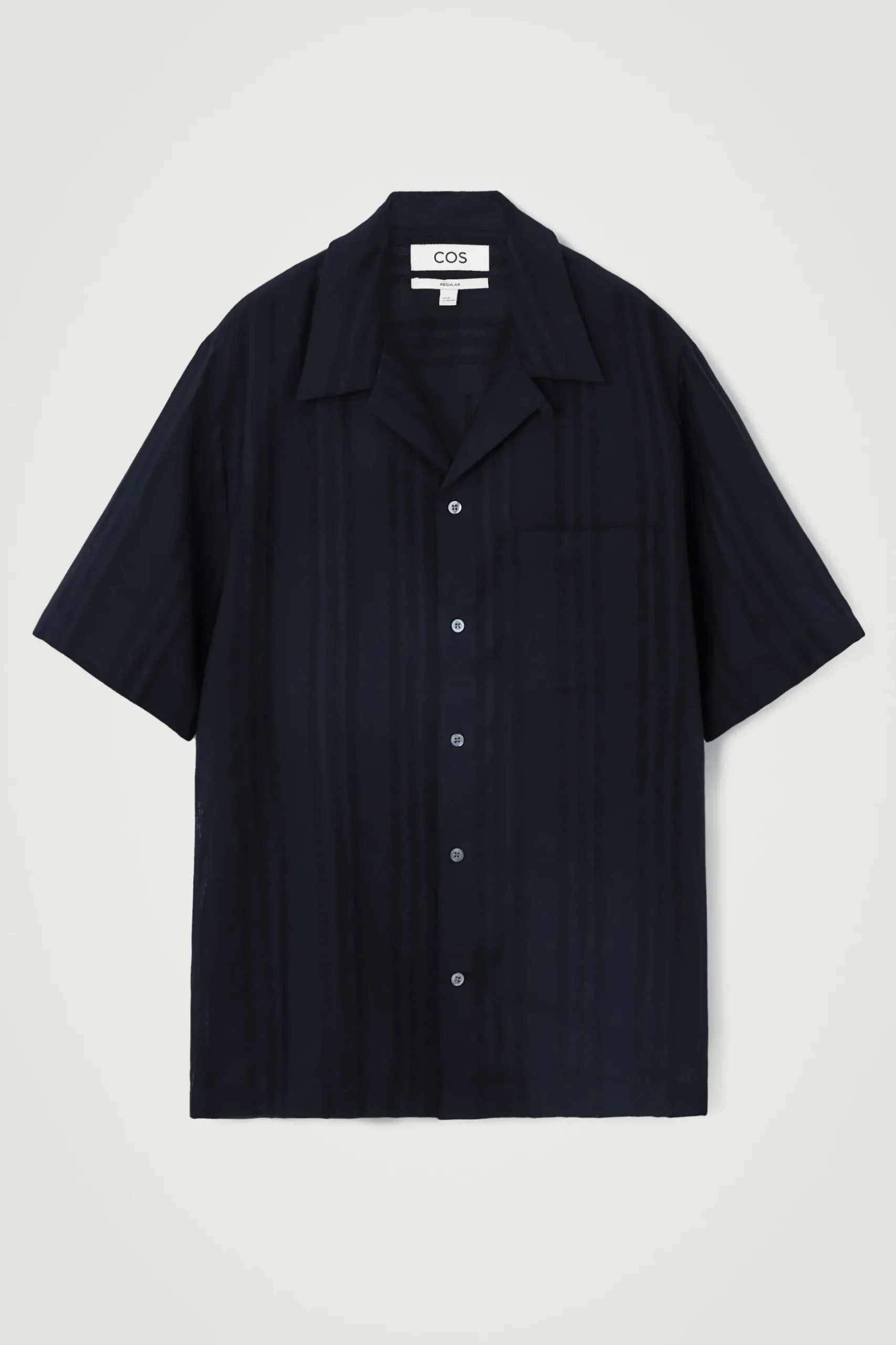 Sale COS ŻAKARDOWA KOSZULA Z KRÓTKIM RĘKAWEM – RELAXED FIT Granatowy
