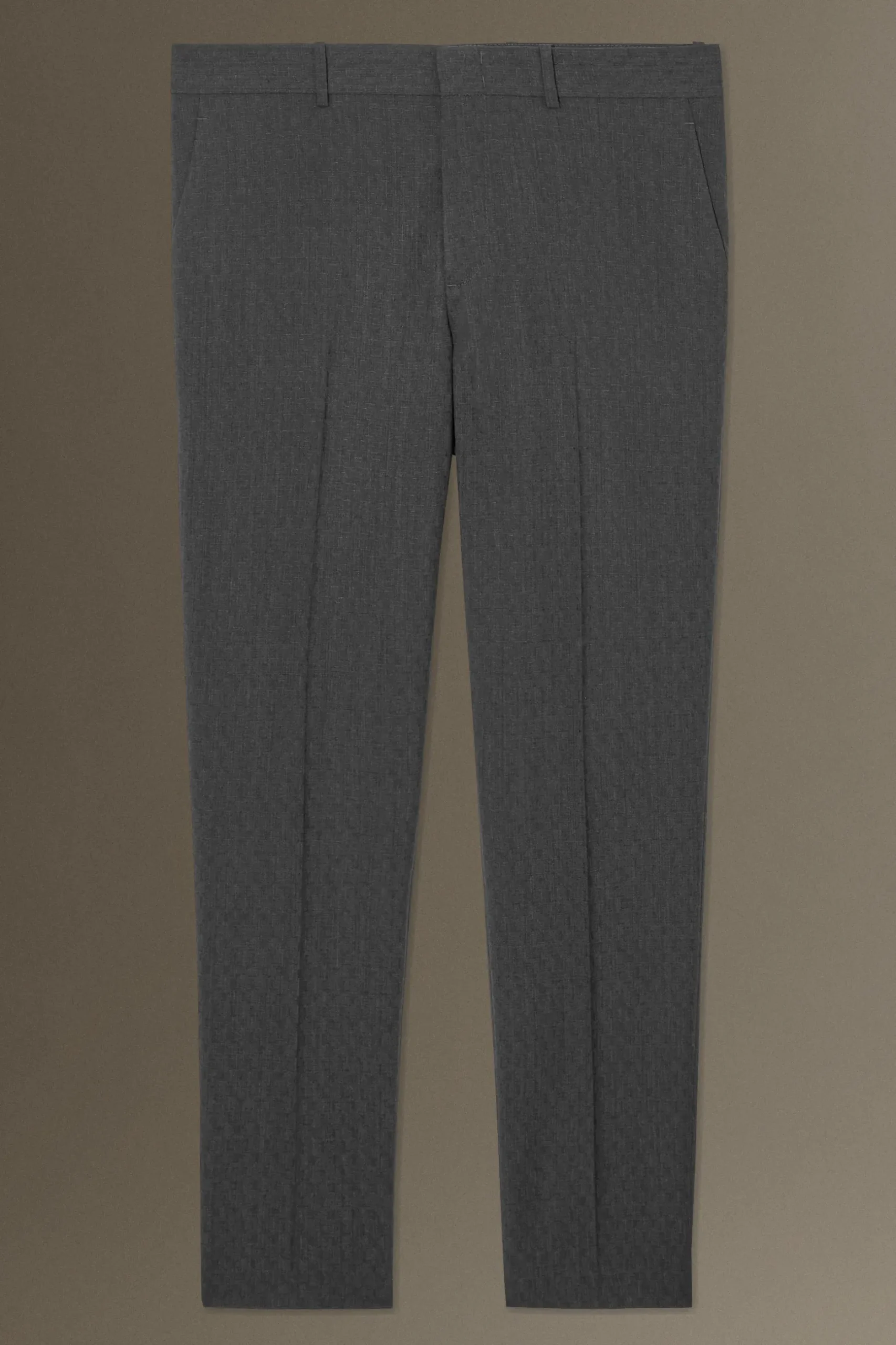 New COS ŻAKARDOWE WEŁNIANE SPODNIE – SLIM FIT Szarymelanż