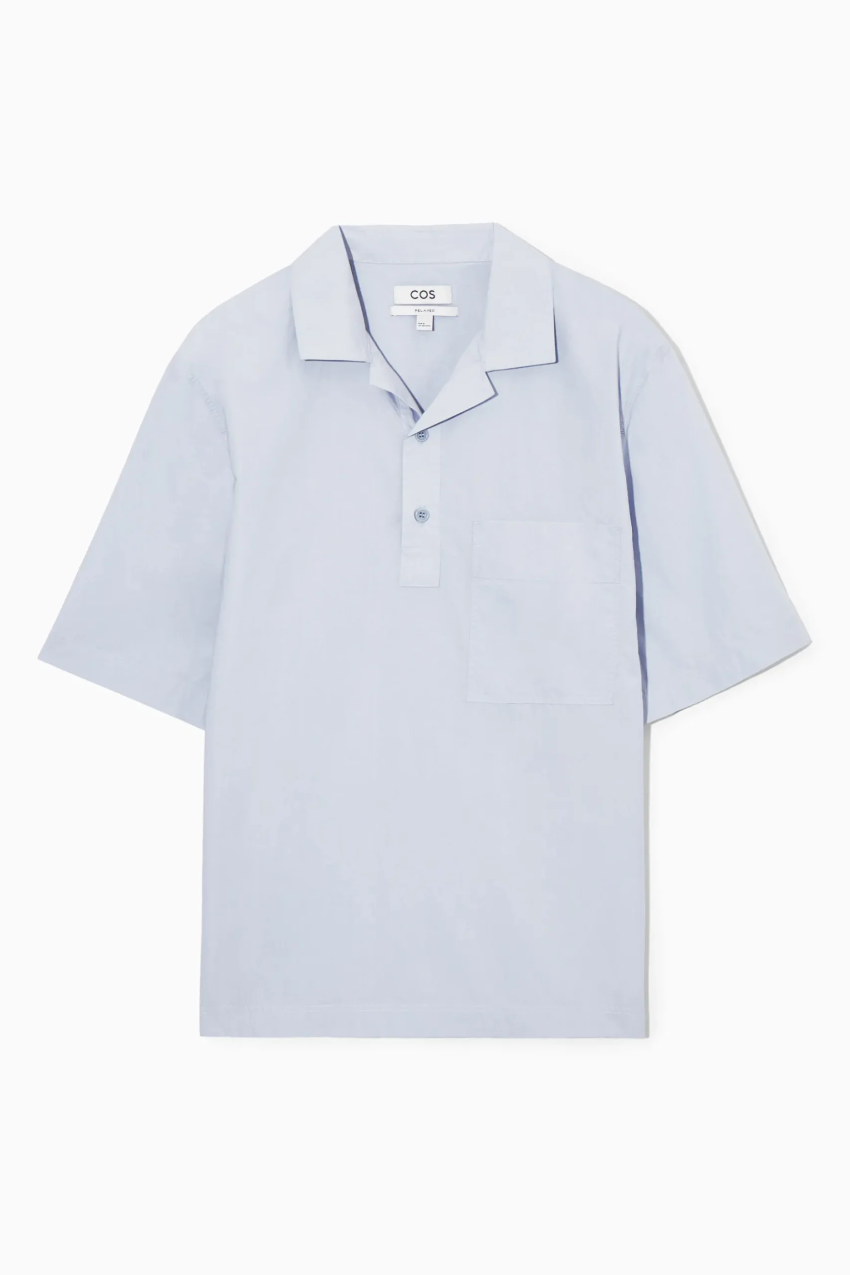 Hot COS BAWEŁNIANA KOSZULA Z PÓŁPLISĄ – RELAXED FIT Lightblue