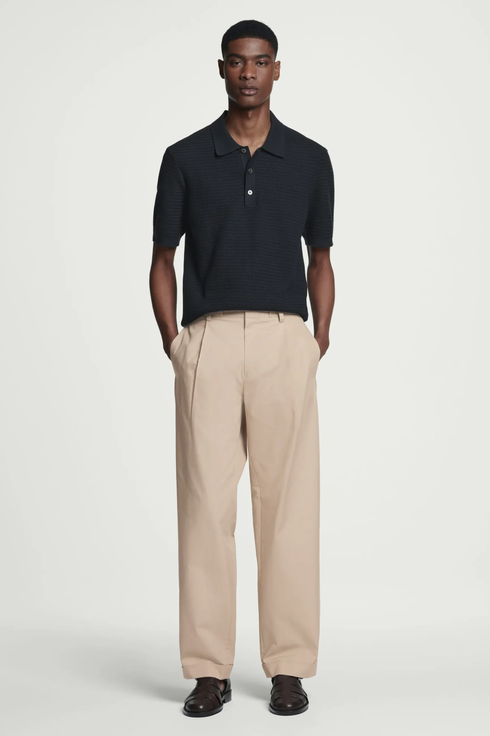 New COS BAWEŁNIANA KOSZULKA POLO Granatowy