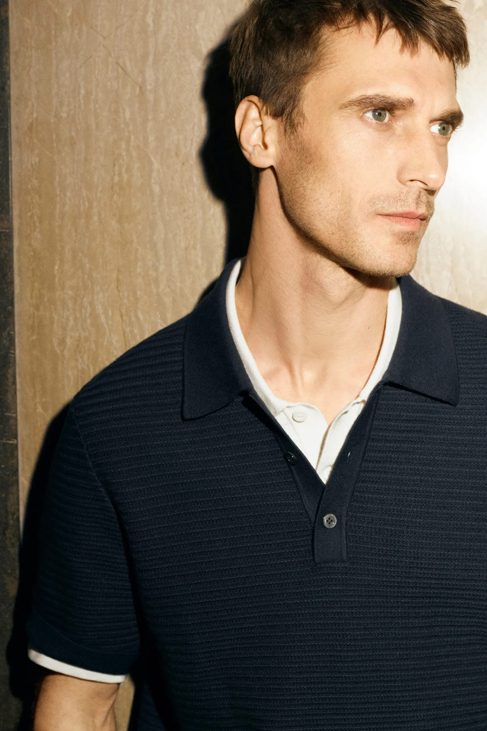 New COS BAWEŁNIANA KOSZULKA POLO Granatowy