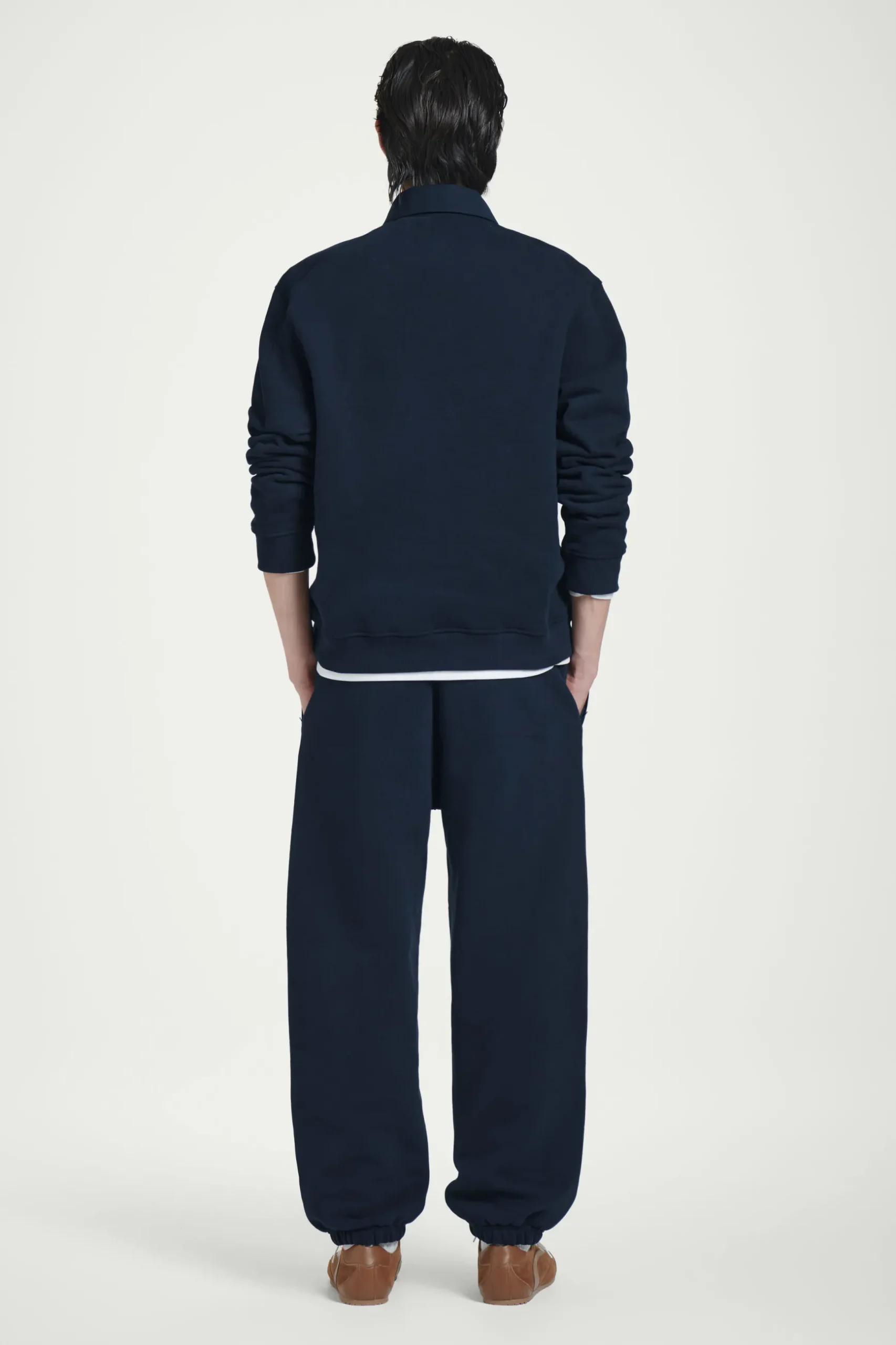 New COS BAWEŁNIANE SPODNIE DRESOWE TYPU JOGGER Granatowy