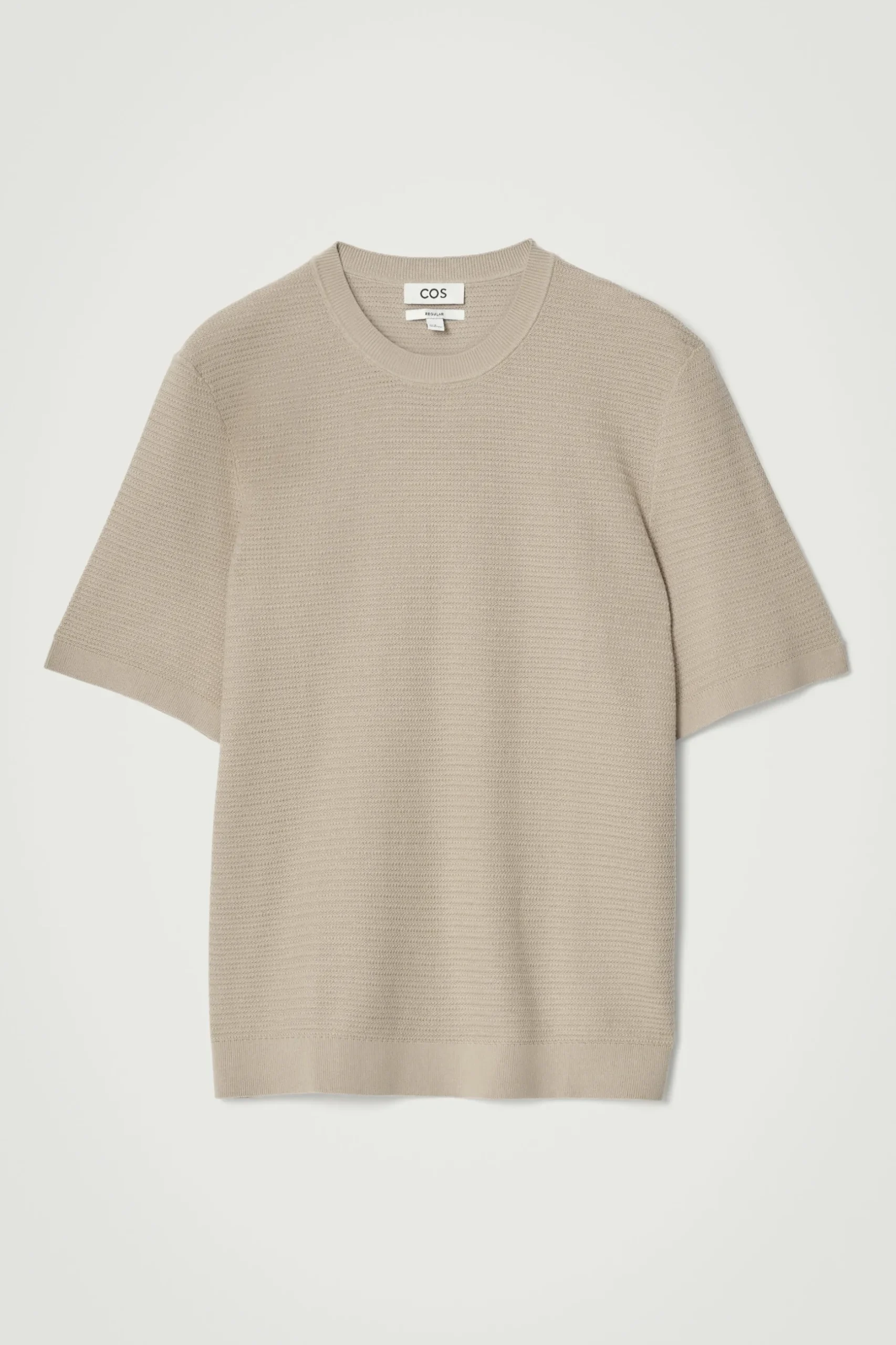 Hot COS BAWEŁNIANY T-SHIRT O STRUKTURALNYM SPLOCIE Szarobrązowy