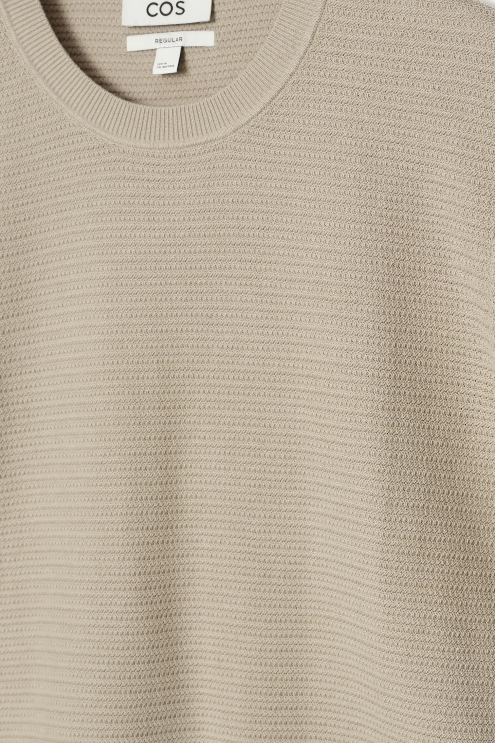 Hot COS BAWEŁNIANY T-SHIRT O STRUKTURALNYM SPLOCIE Szarobrązowy