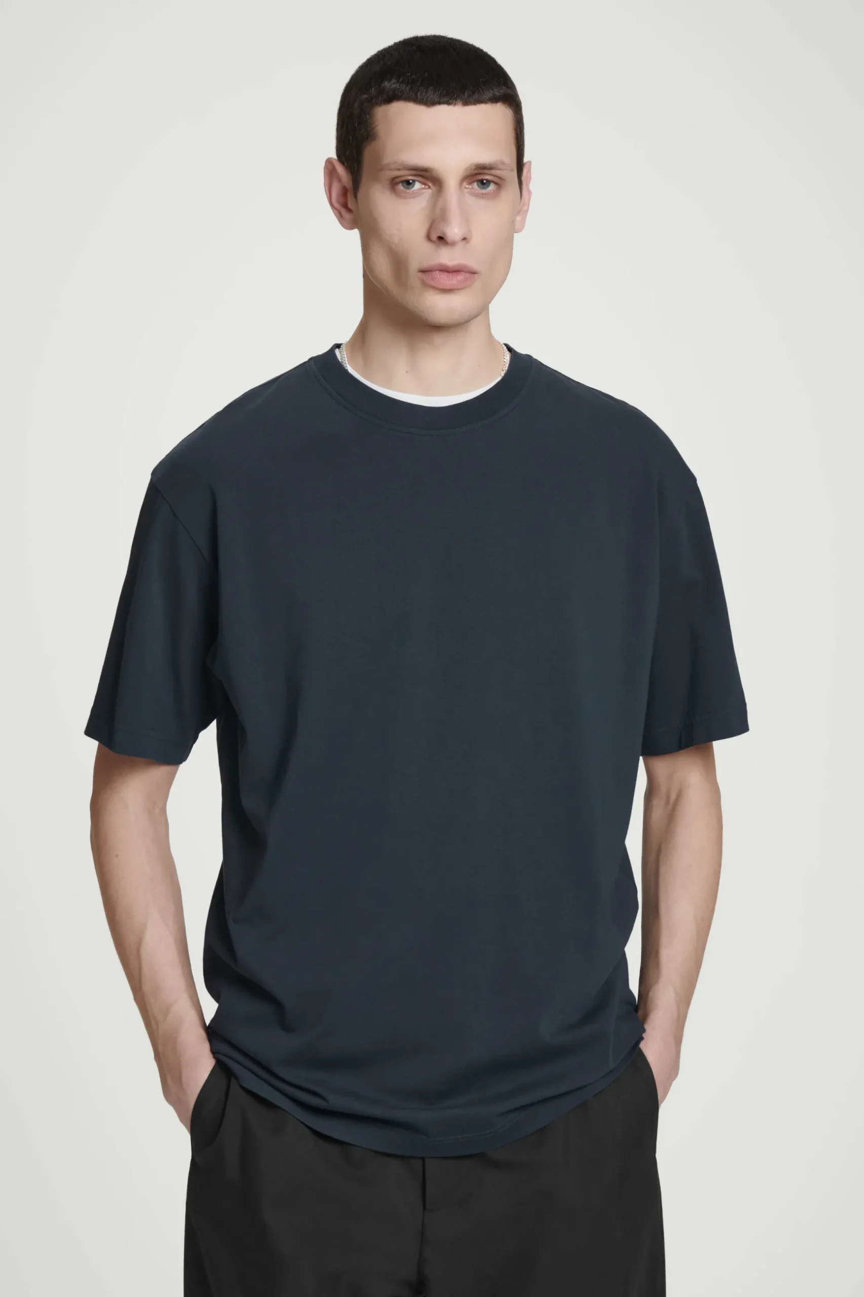 Best COS BAWEŁNIANY T-SHIRT OVERSIZE Granatowy