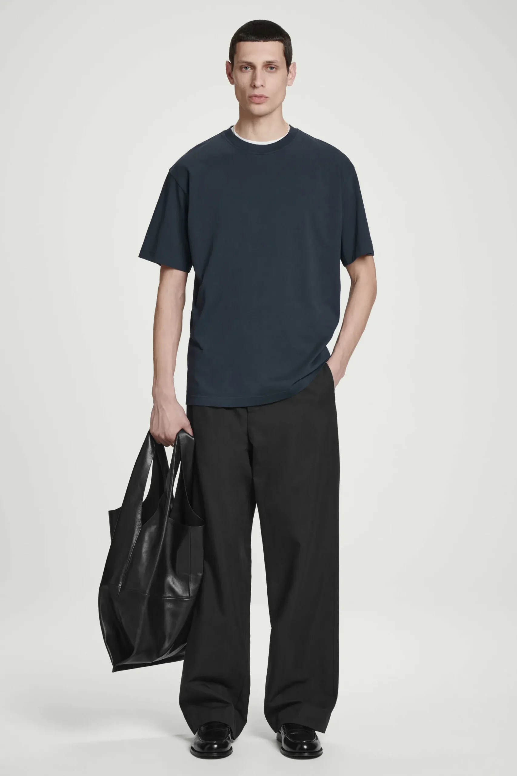 Best COS BAWEŁNIANY T-SHIRT OVERSIZE Granatowy