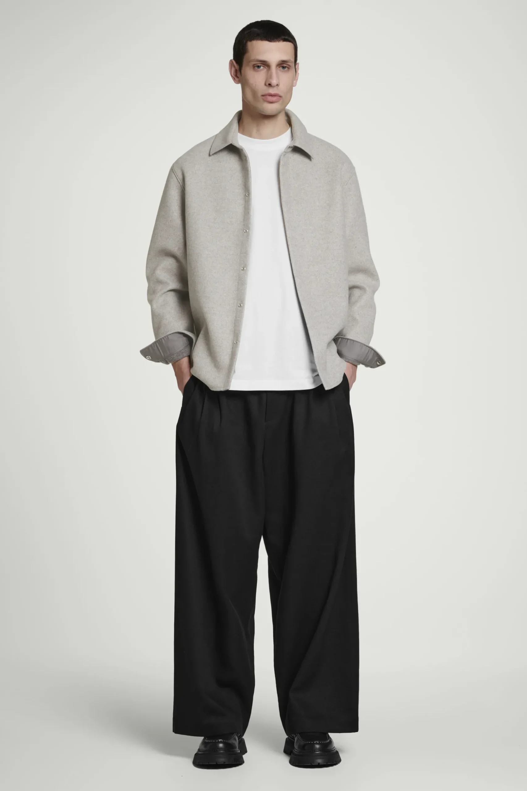 Best COS BAWEŁNIANY T-SHIRT OVERSIZE Biały