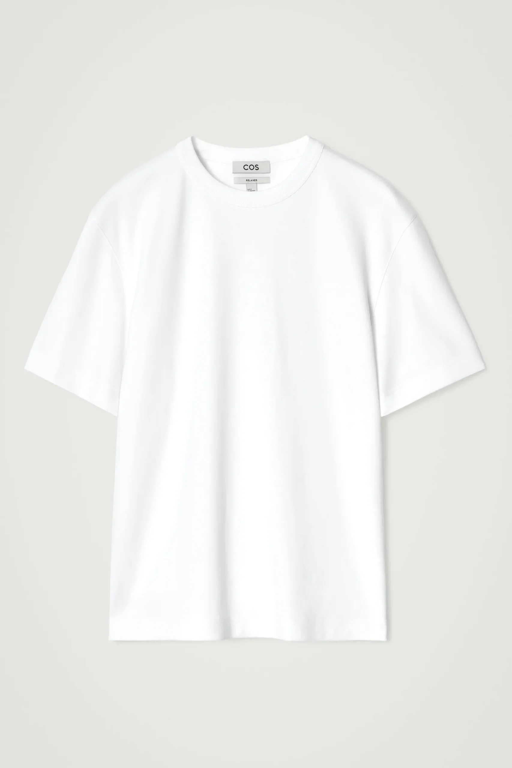 New COS BAWEŁNIANY T-SHIRT Z OKRĄGŁYM DEKOLTEM Biały
