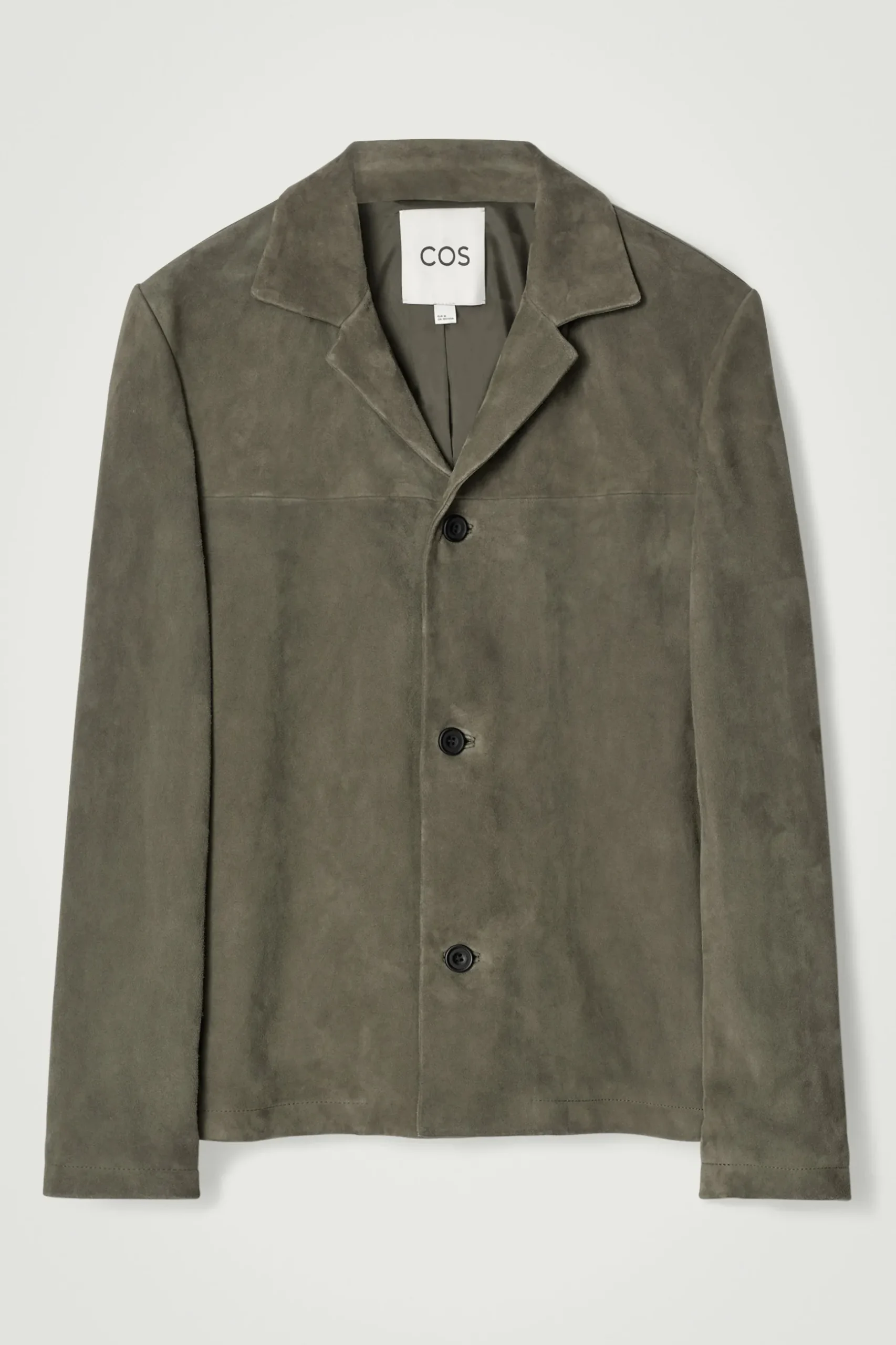 Clearance COS JEDNORZĘDOWA KURTKA Z ZAMSZU Ciemnykhaki