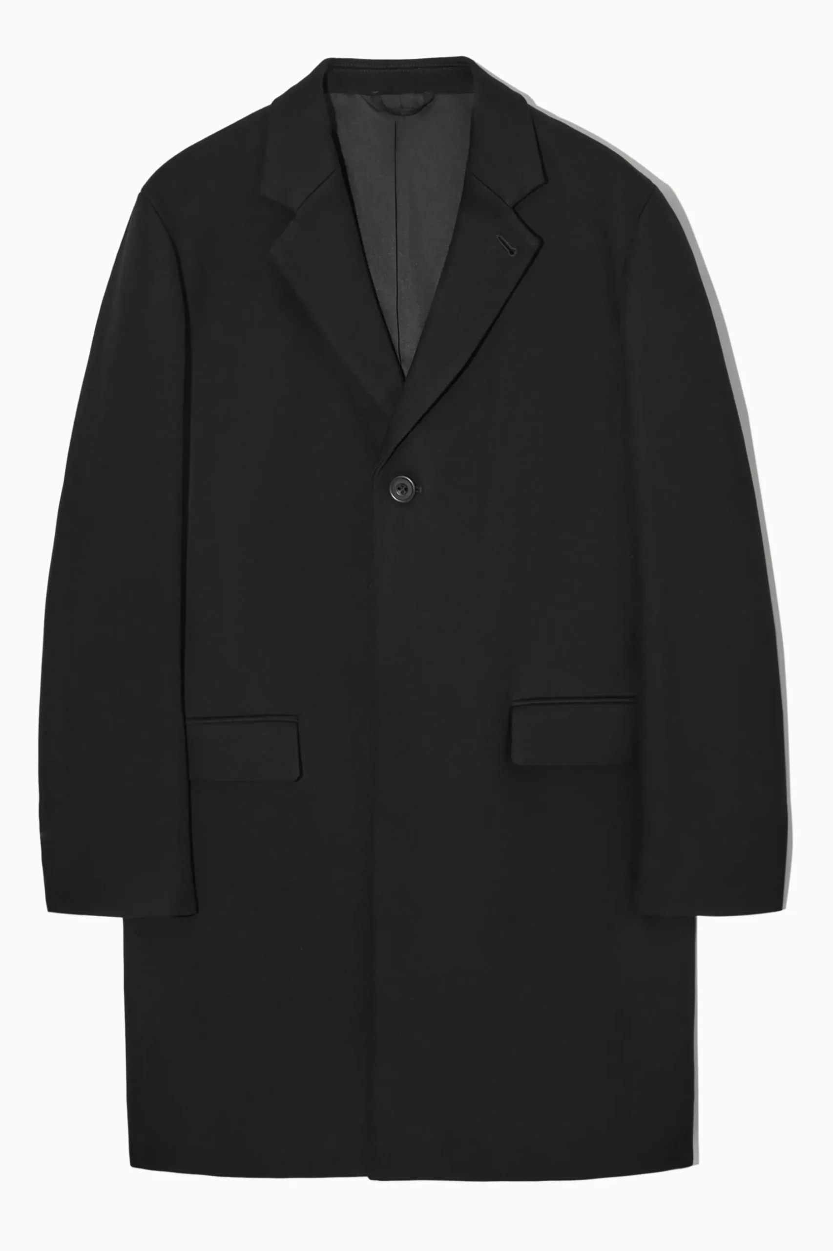 Discount COS JEDNORZĘDOWY BAWEŁNIANY PŁASZCZ Black