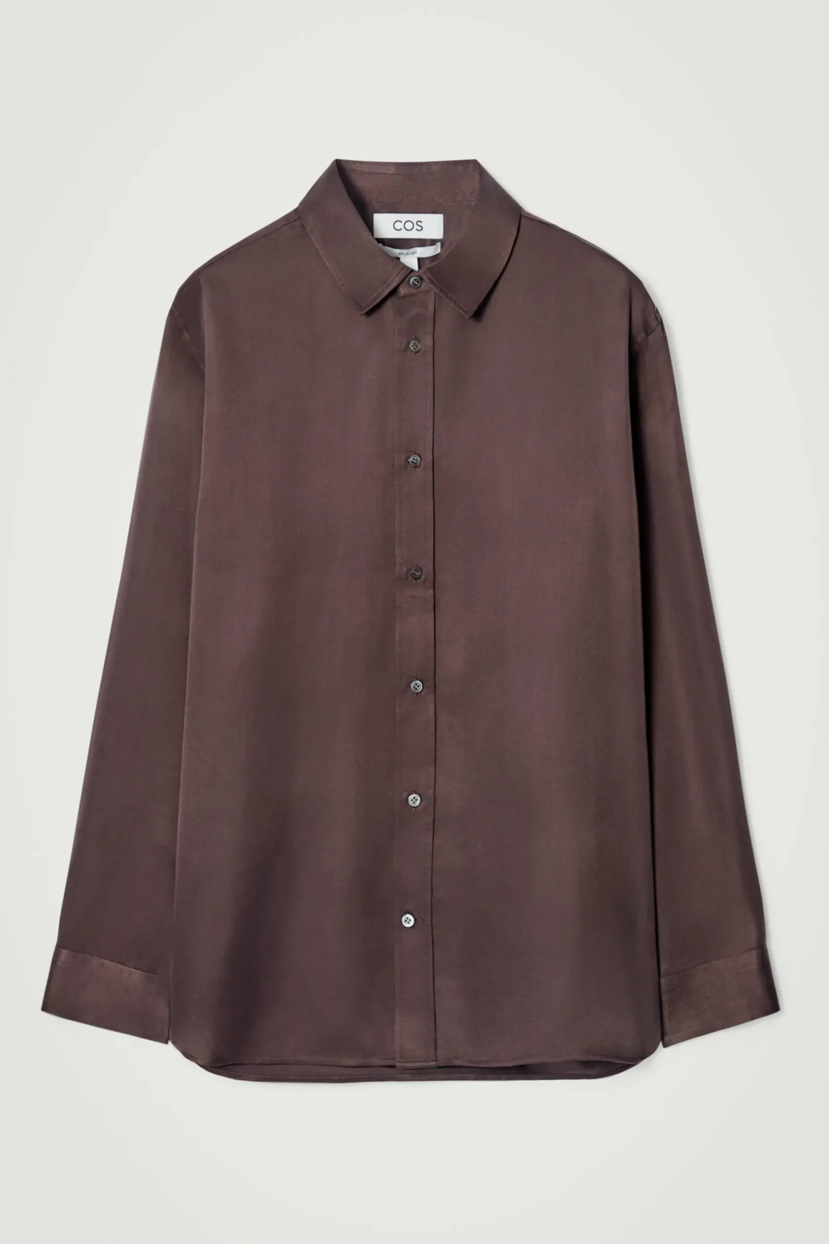 New COS JEDWABNA KOSZULA – RELAXED FIT Brązowy