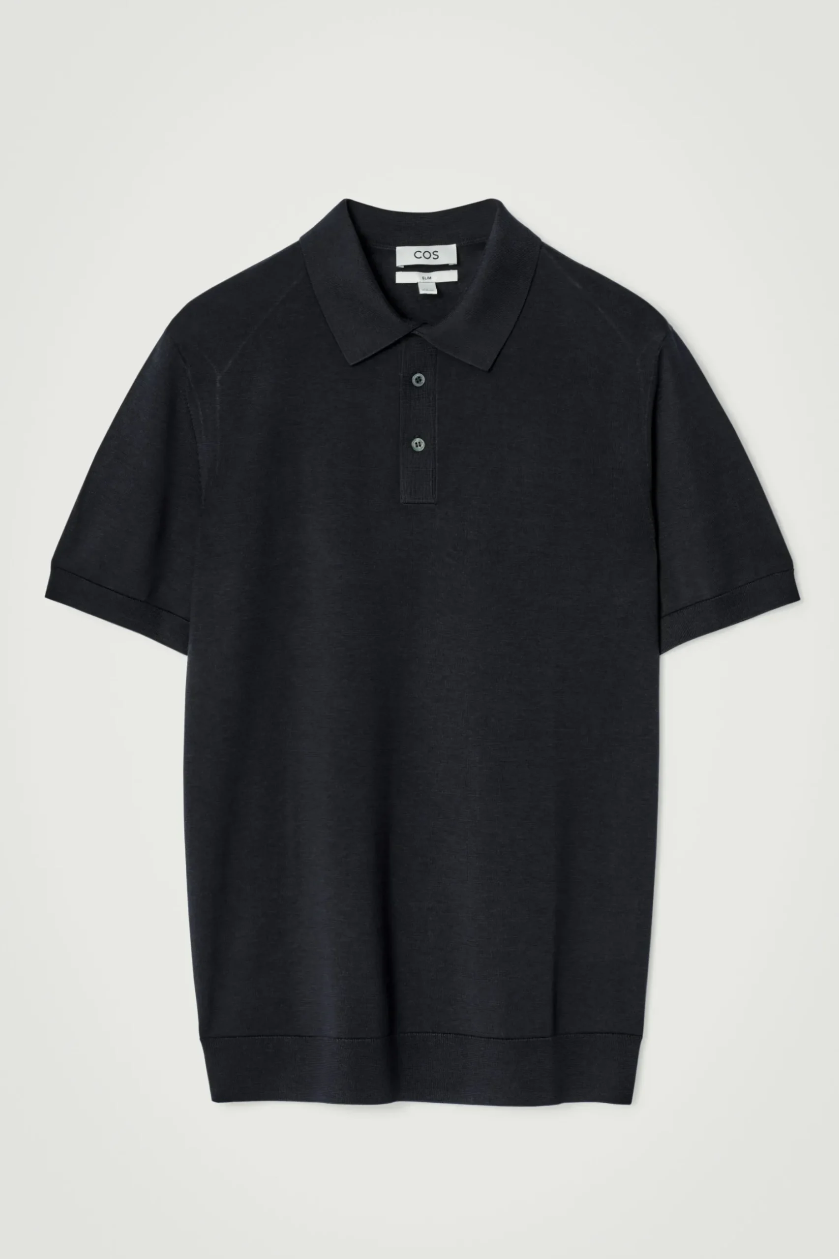 New COS JEDWABNO-BAWEŁNIANA KOSZULKA POLO Granatowy