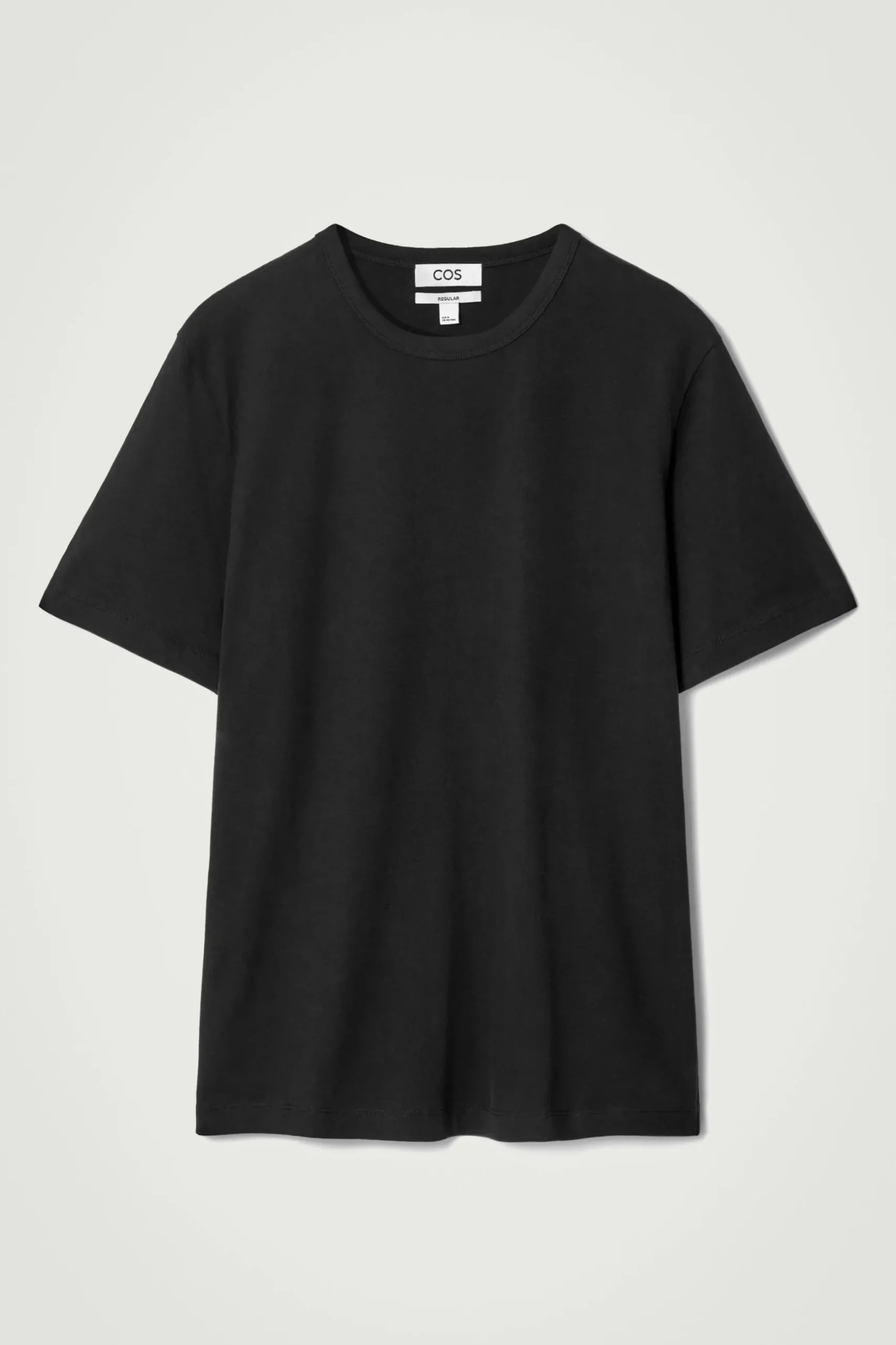 New COS KLASYCZNY T-SHIRT ZE SZCZOTKOWANEJ BAWEŁNY Czarny