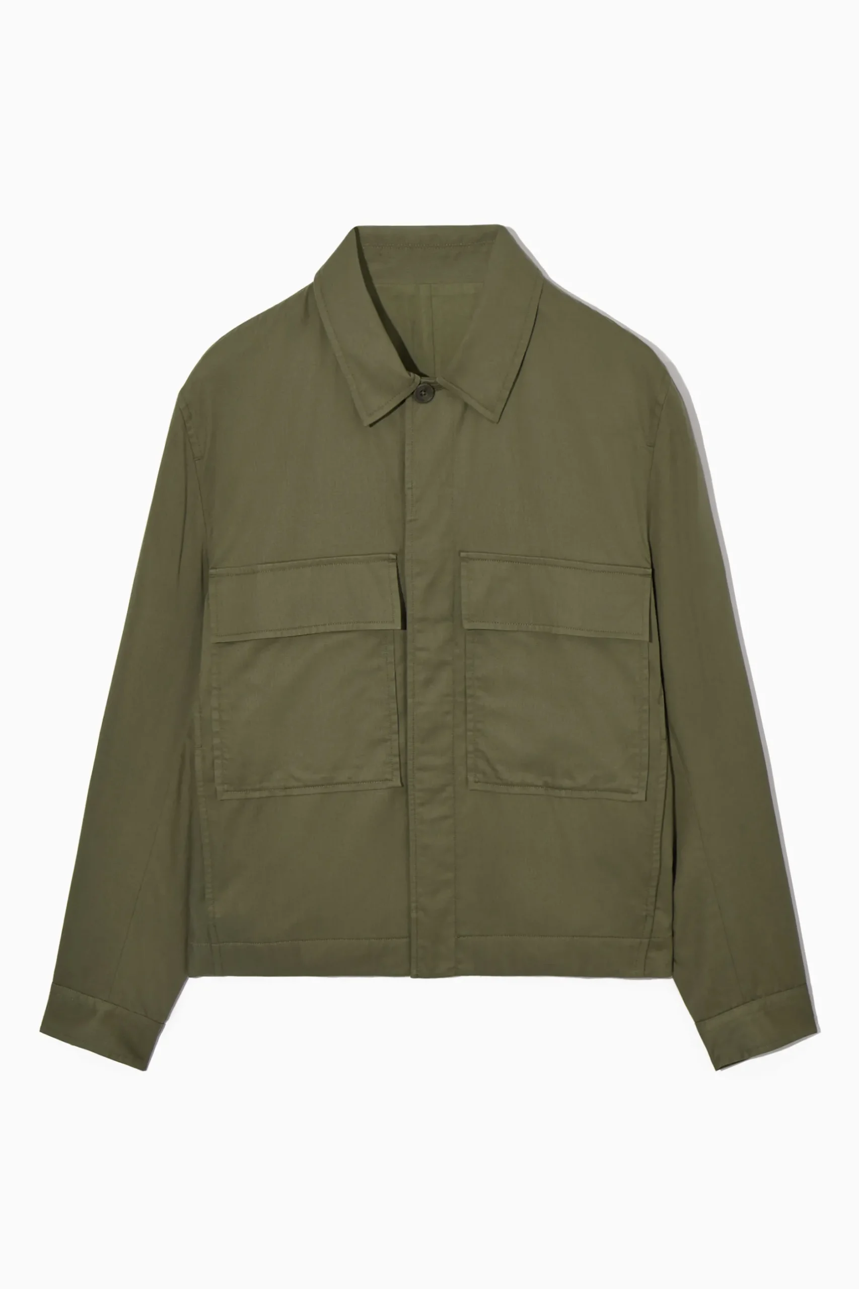 Hot COS KOSZULA WIERZCHNIA Z DIAGONALU – RELAXED FIT Ciemnazieleńkhaki