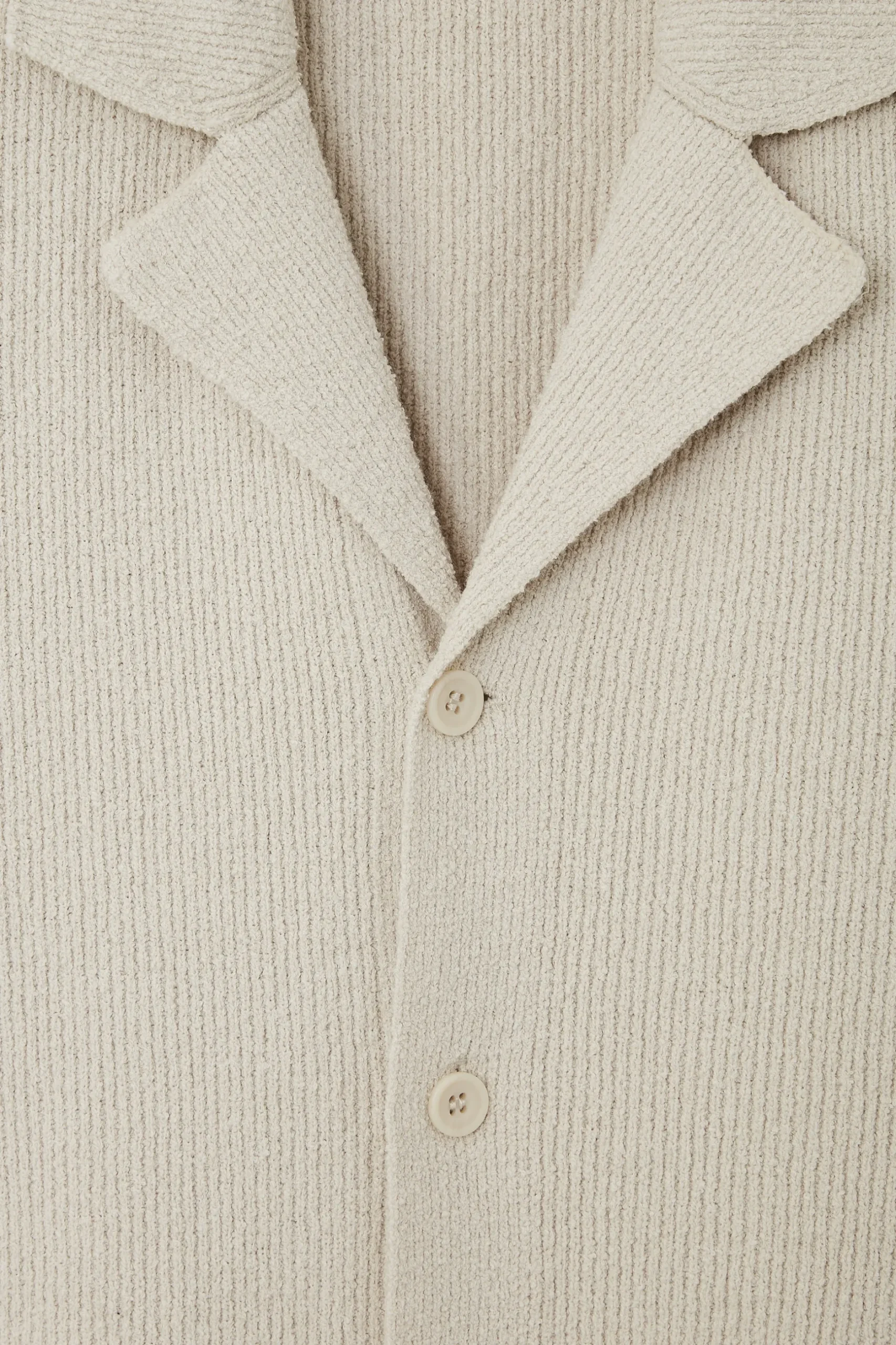New COS KOSZULA Z DZIANINY BOUCLÉ Z BAWEŁNĄ – RELAXED FIT Kamień
