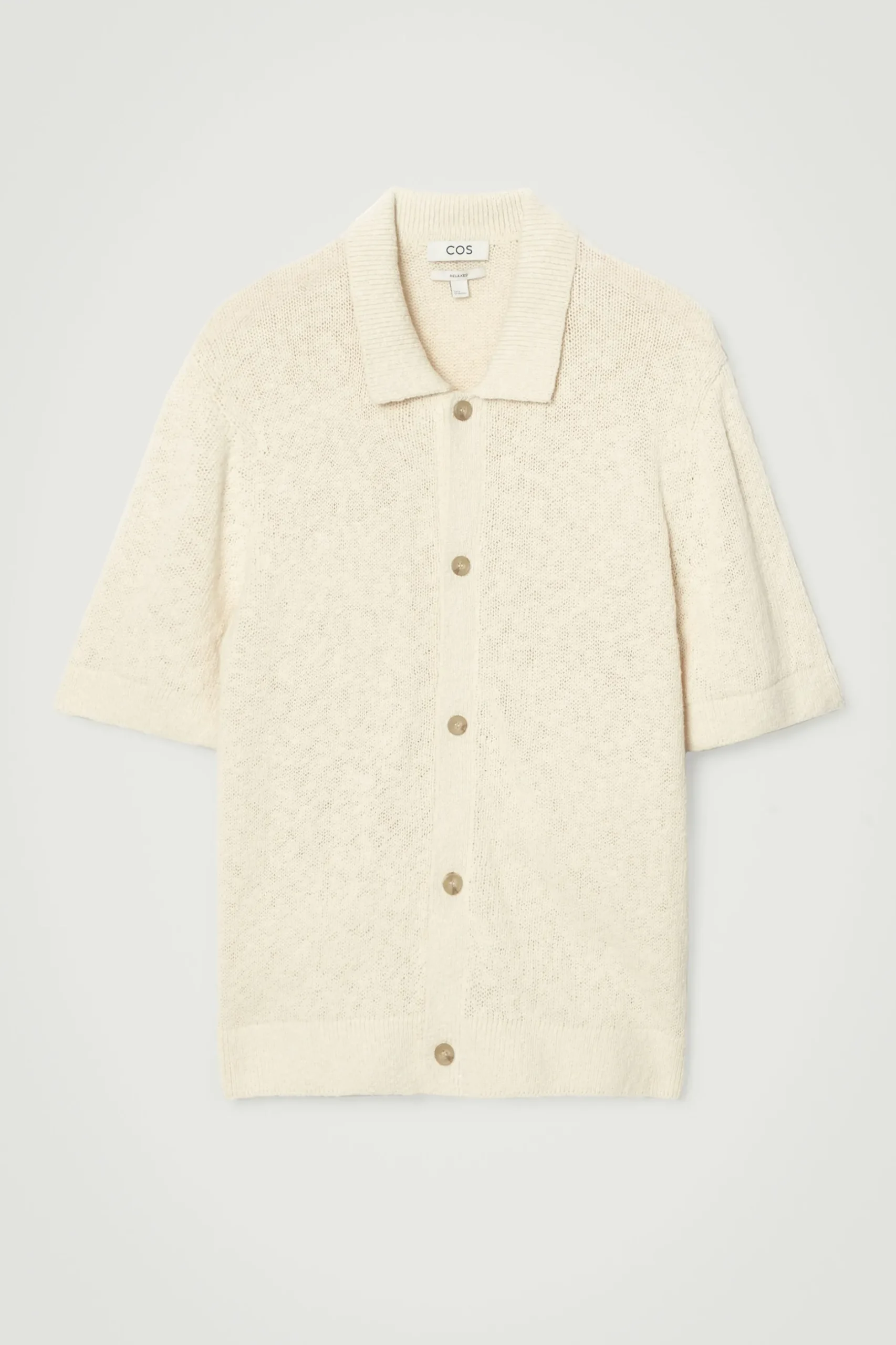 New COS KOSZULA Z MELANŻOWEJ DZIANINY – RELAXED FIT Beżowymelanż