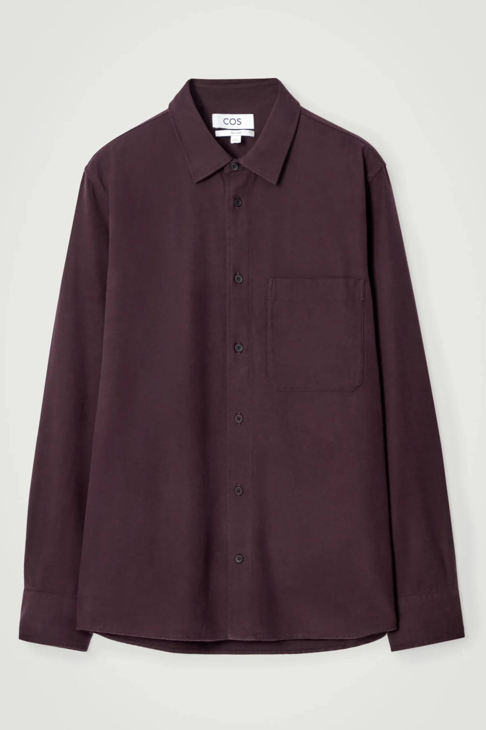New COS KOSZULA ZE SZCZOTKOWANEGO MATERIAŁU – RELAXED FIT Burgundowy