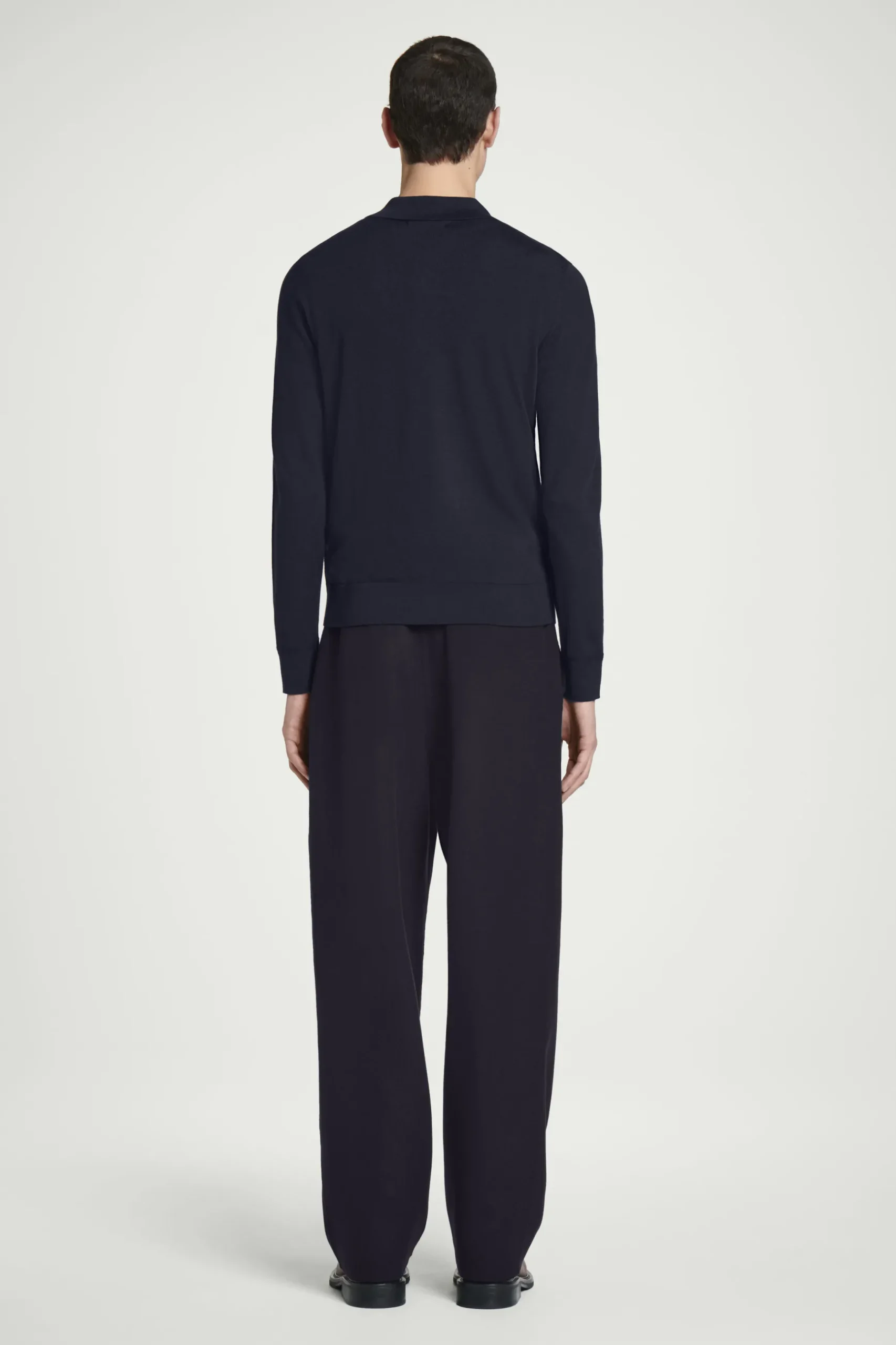 New COS KOSZULKA POLO Z WEŁNY MERINO Granatowy