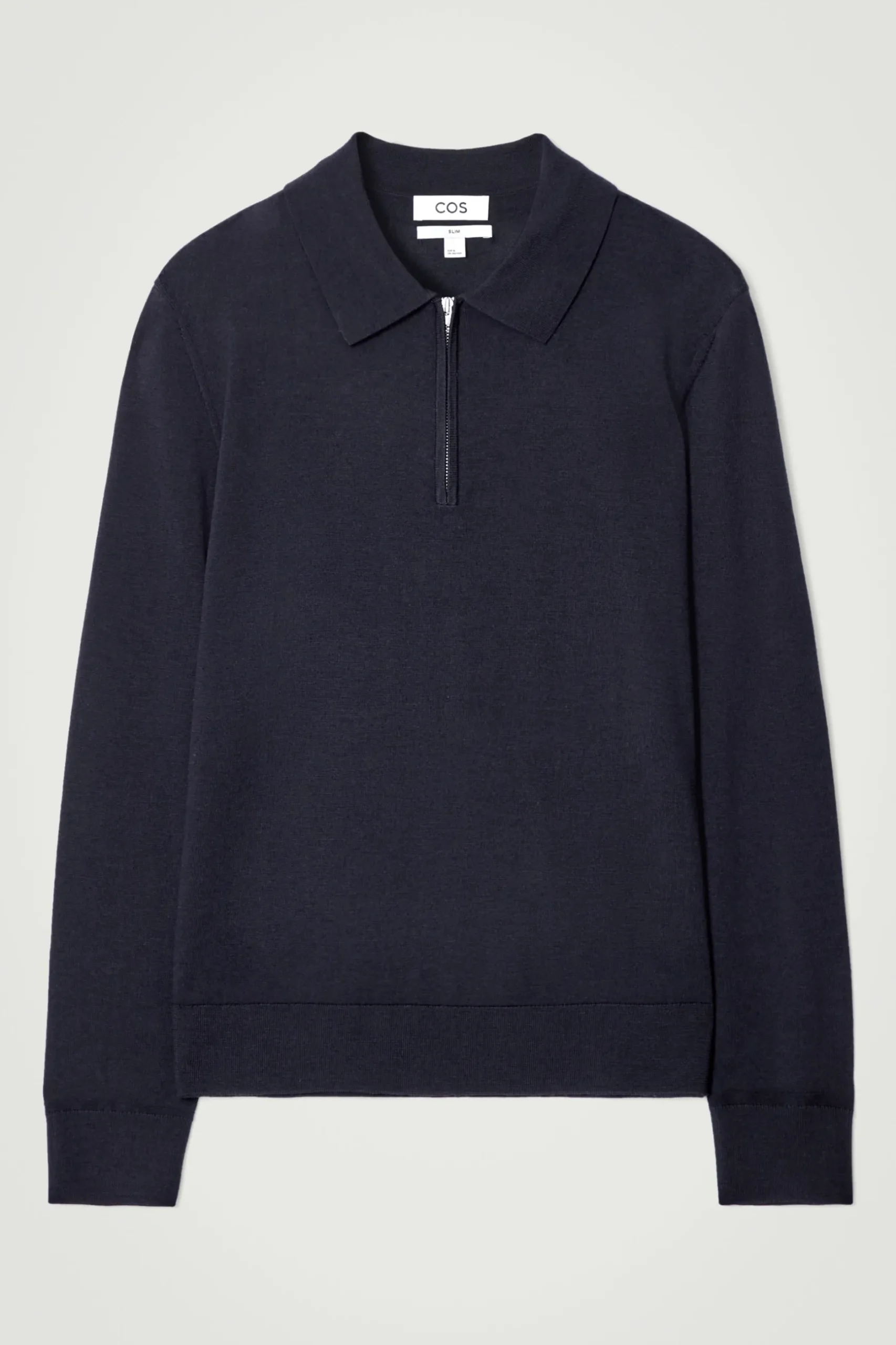 New COS KOSZULKA POLO Z WEŁNY MERINO Granatowy